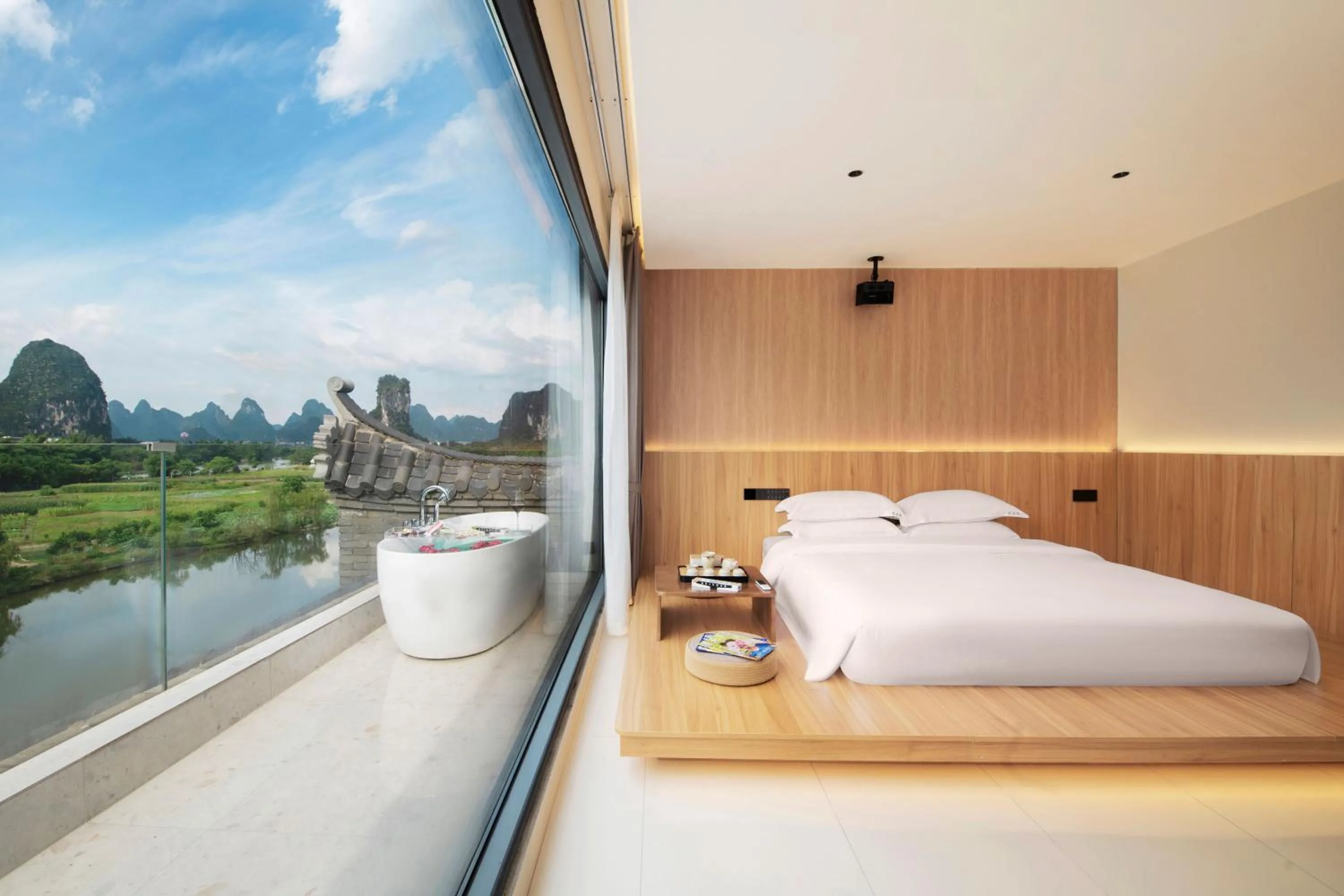 Bed in Yangshuo Hidden Dragon Villa
