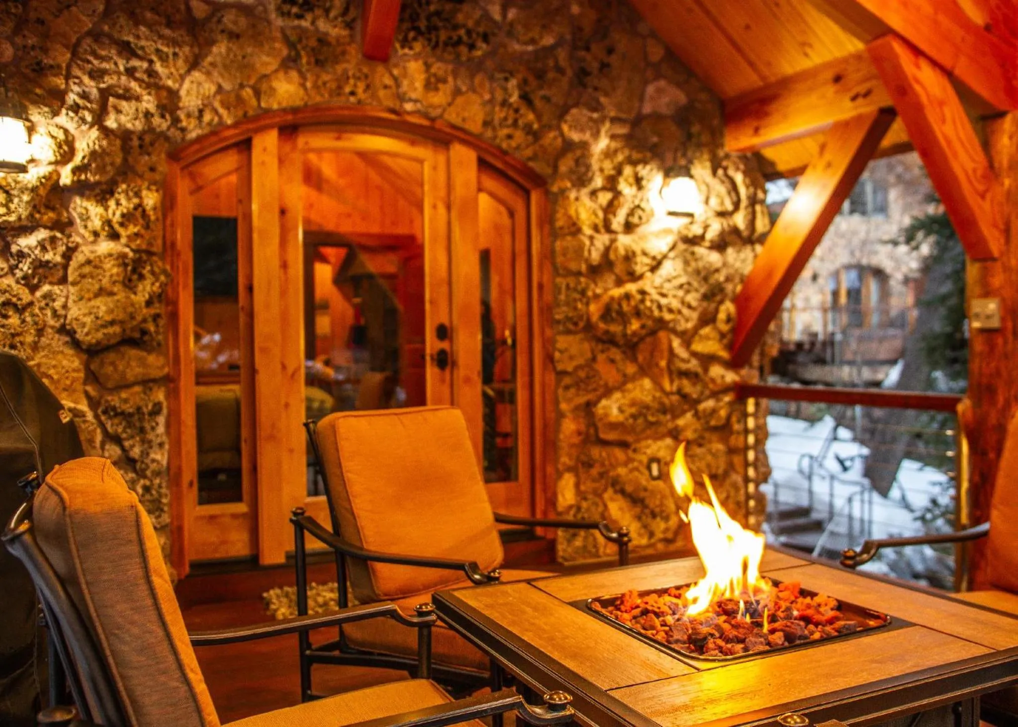 fireplace in Carriage House On The Stream Sundance, Utah