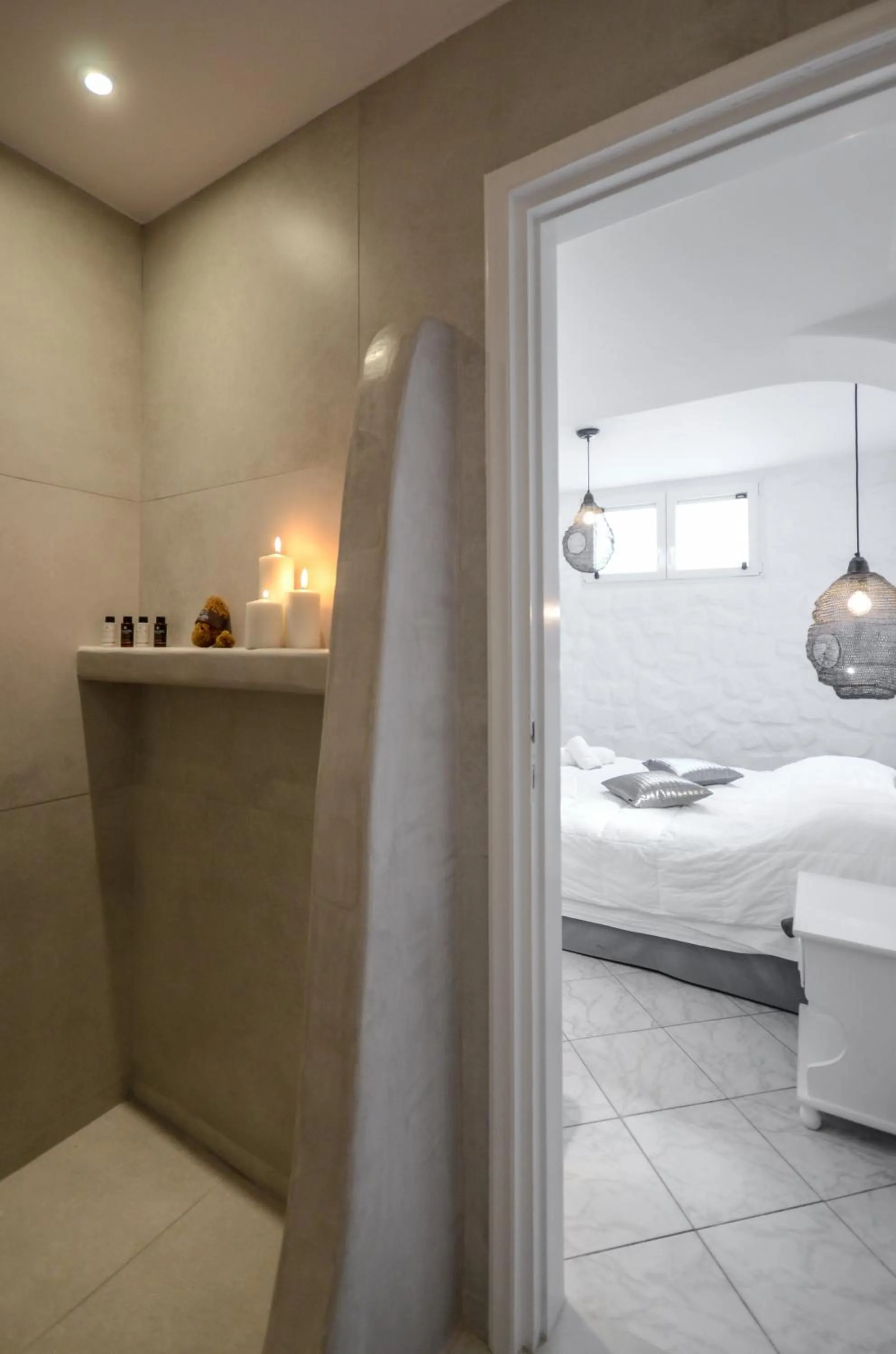 Bed in Naxos Evilion Luxury Apartments & Suites