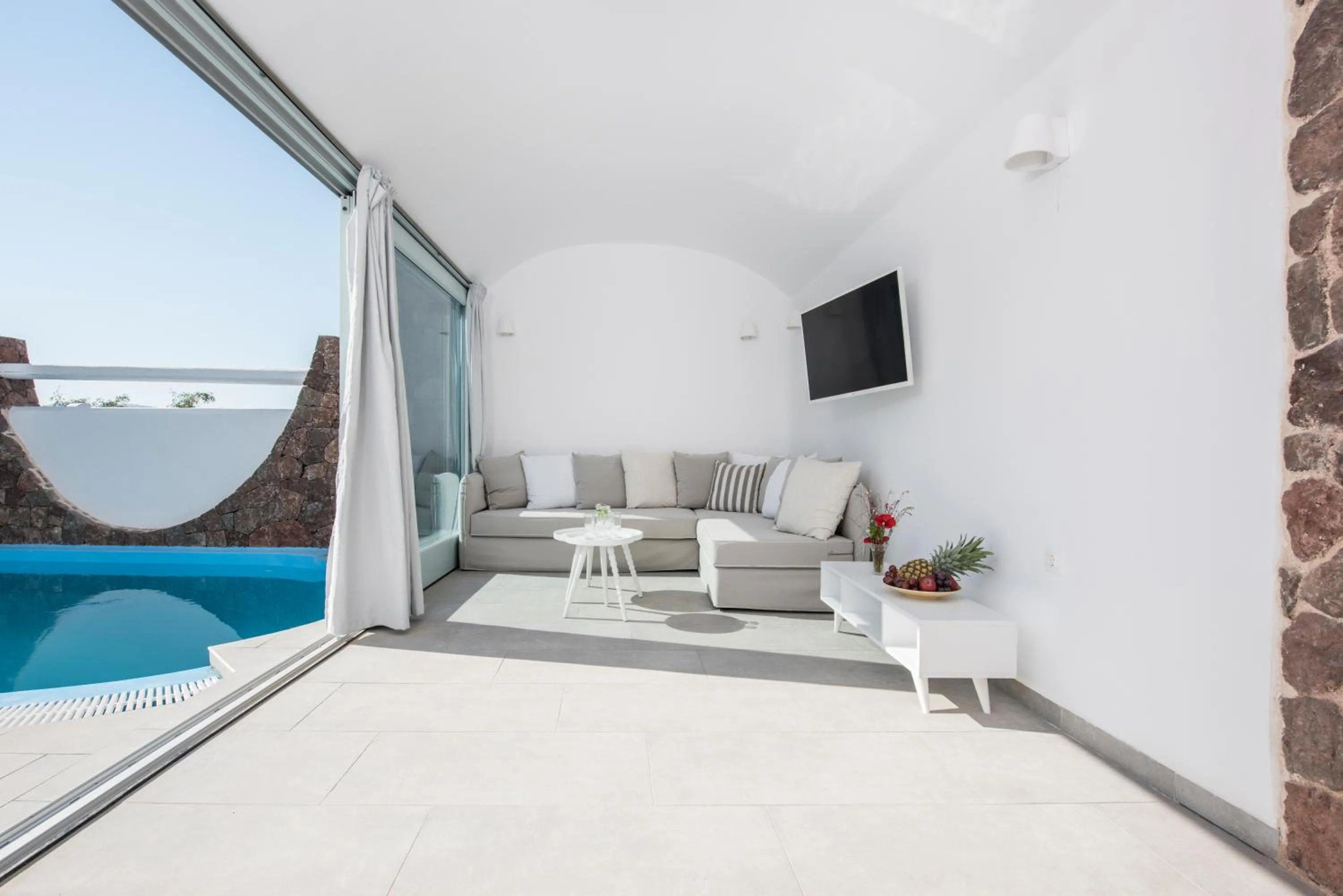 Seating area in Secret Earth Villas - Santorini