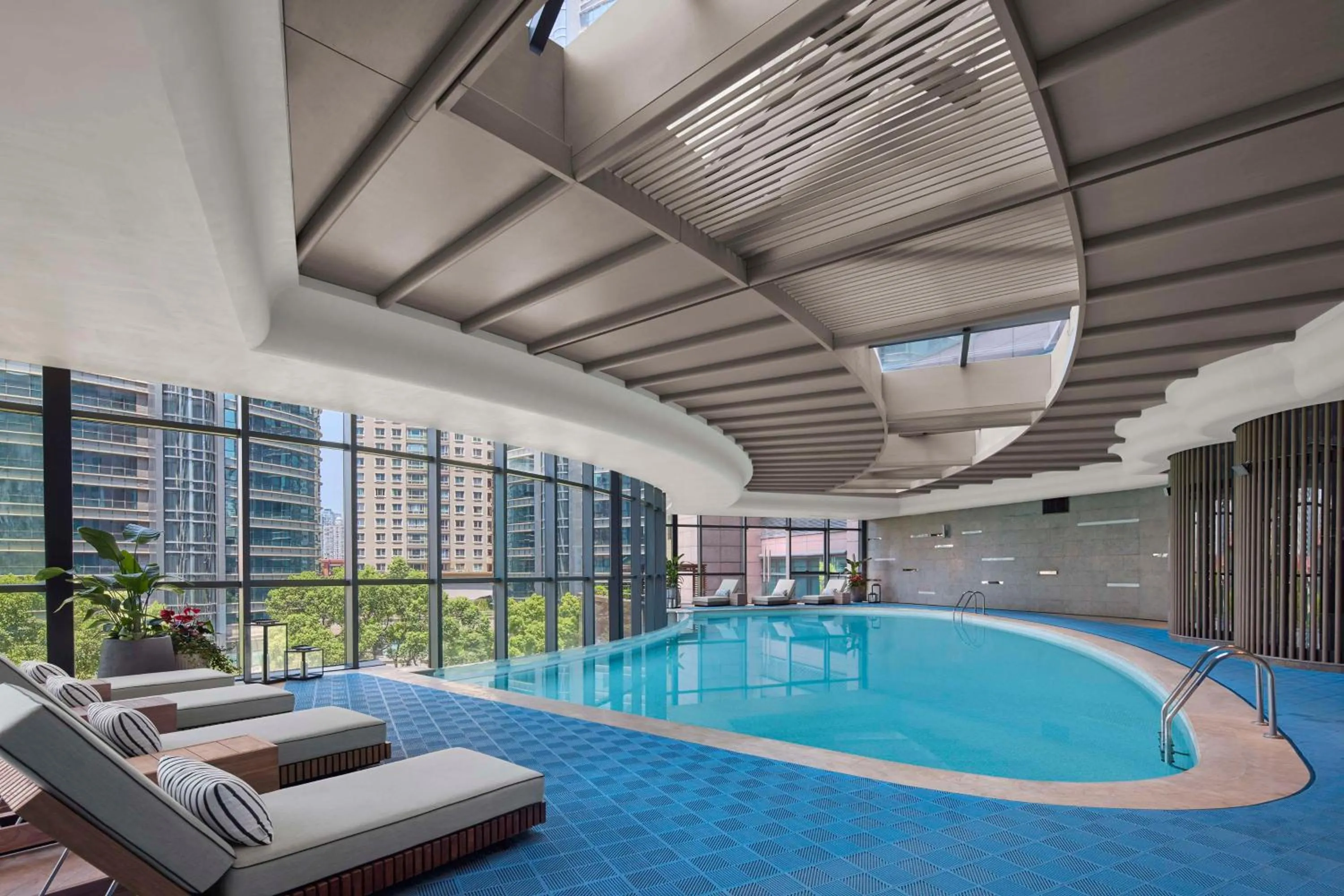 Pool view in Hilton Shanghai City Center -Steps from iconic landmarks Wukang Mansion and Jing'an Temple