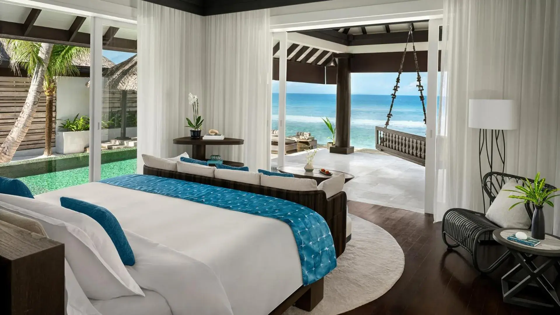 Bedroom, Bed in Naladhu Private Island Maldives Bedroom, Bed in Naladhu Private Island Maldives