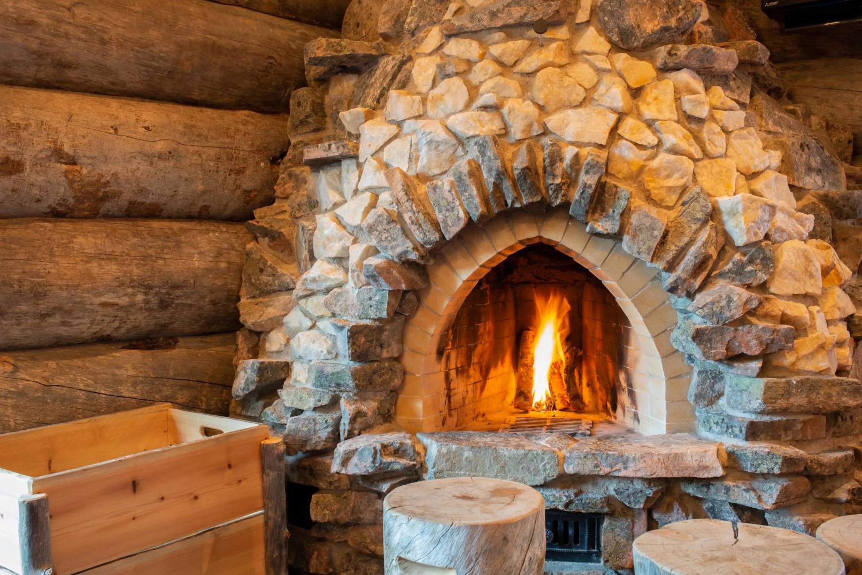 fireplace in Kakslauttanen Arctic Resort - Igloos and Chalets