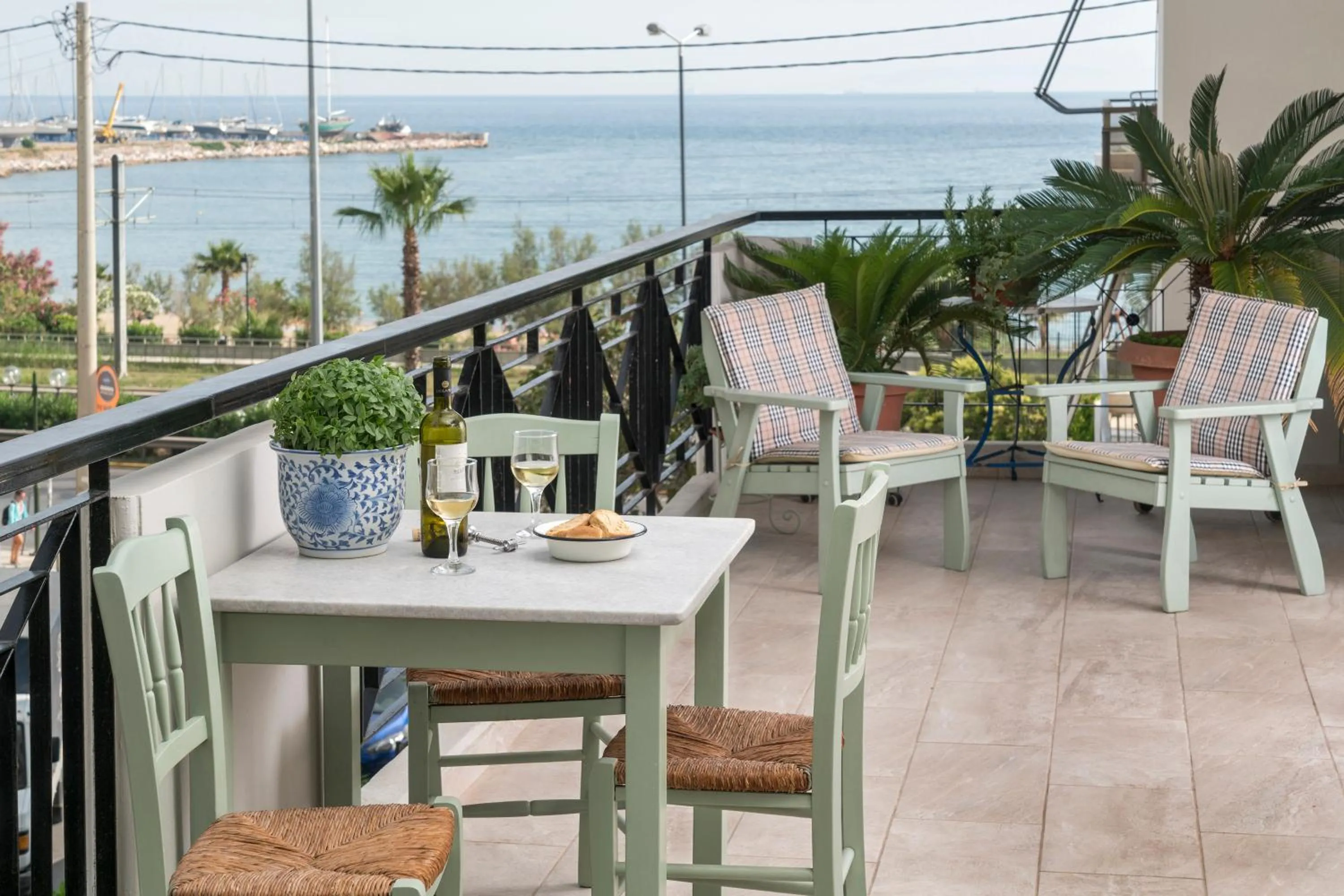 Balcony/Terrace in Unique Flat with Sea View at Edem Beach - A Seafront Property by Athenian Homes