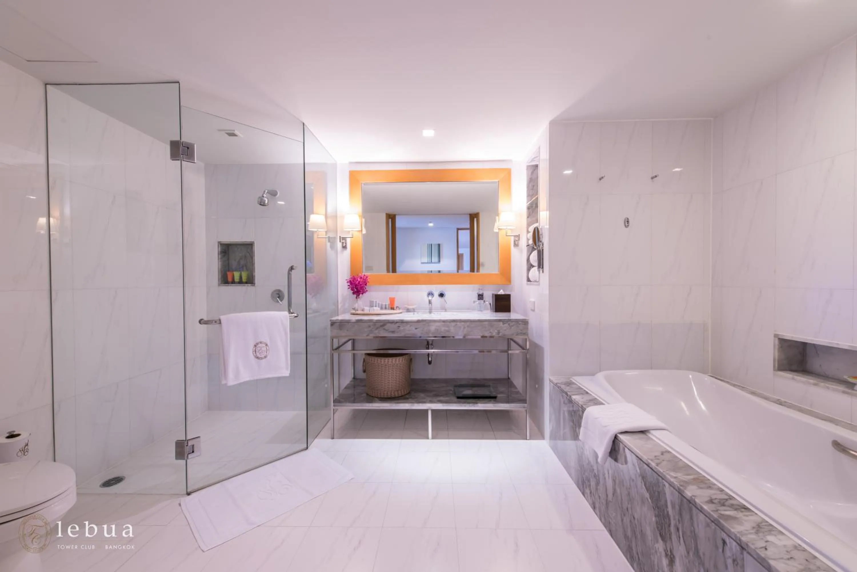 Toilet, Bed in Tower Club at lebua