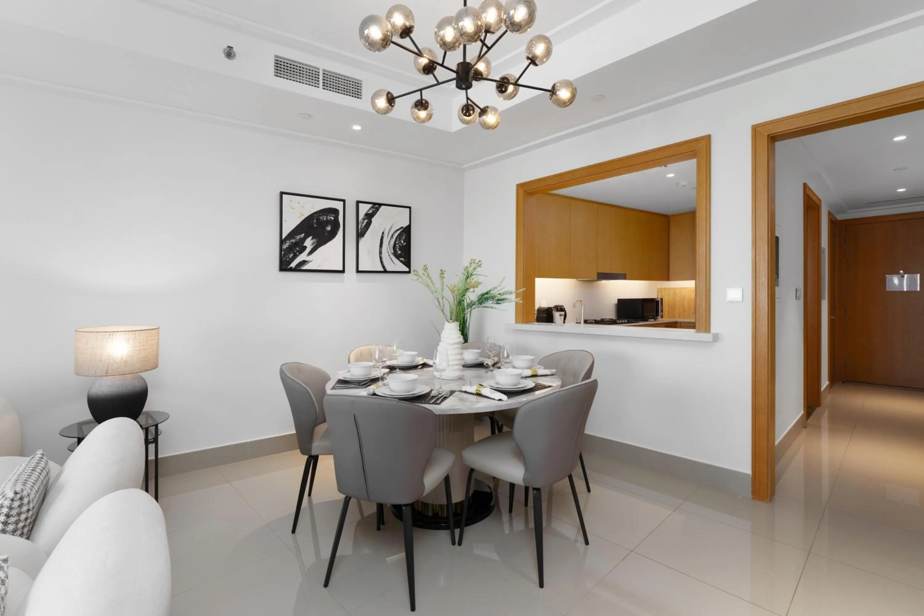 Dining area in Maison Privee - Ultimate Living with Front-Row Views of Burj Khalifa & Dubai Fountains