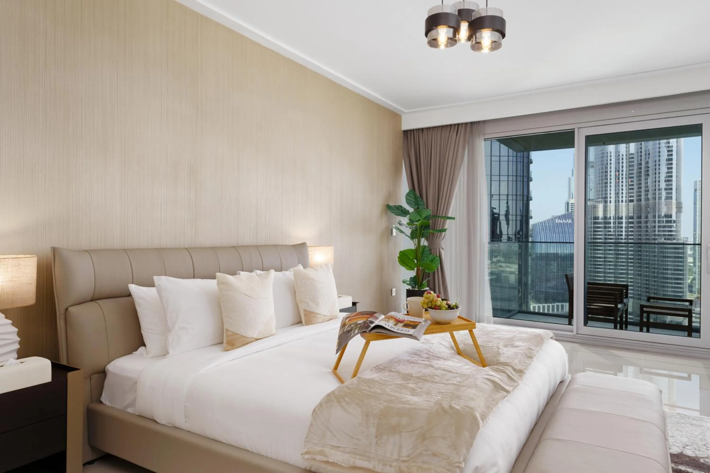 Decorative detail, Bed in Maison Privee - Ultimate Living with Front-Row Views of Burj Khalifa & Dubai Fountains
