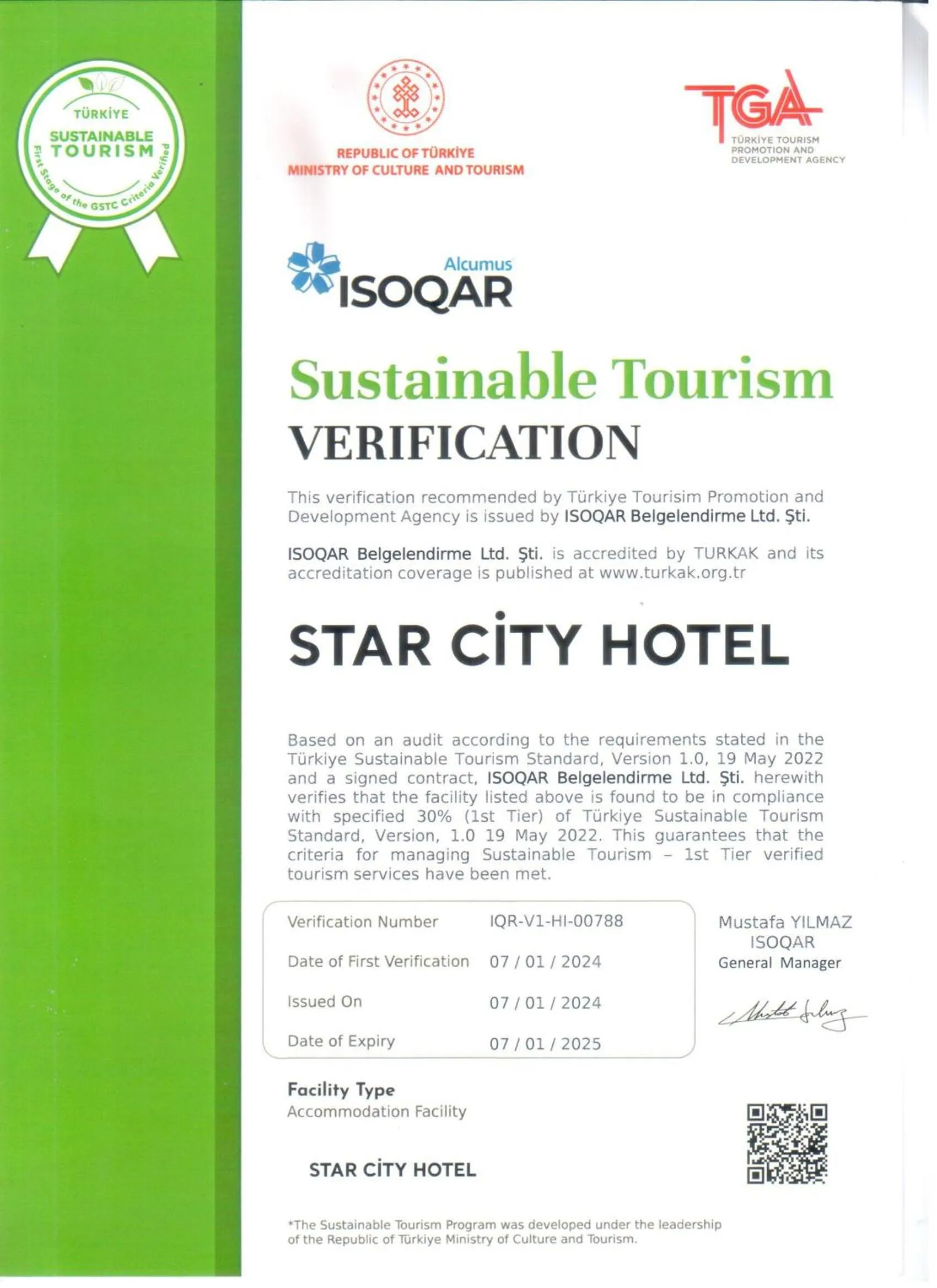 Logo/Certificate/Sign in Star City Hotel