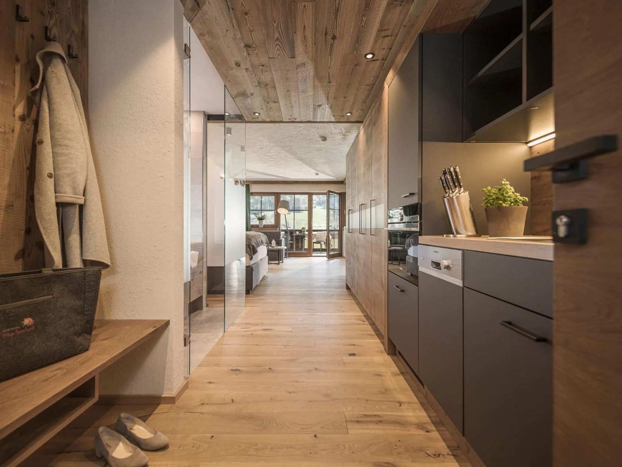 Kitchen or kitchenette in Aparthotel Stacherhof