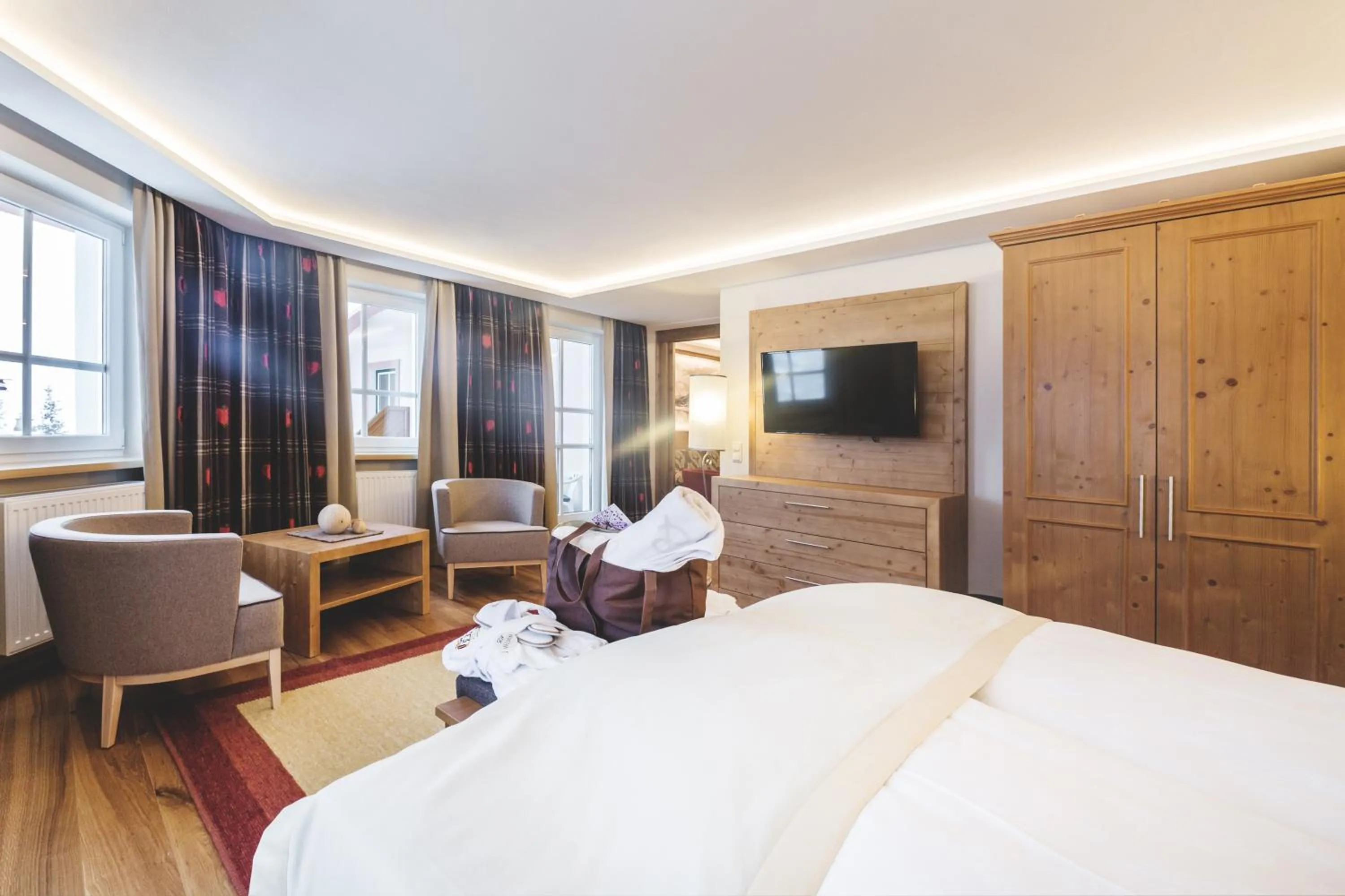 Seating area, Bed in Familien- und Wellnesshotel Hanneshof