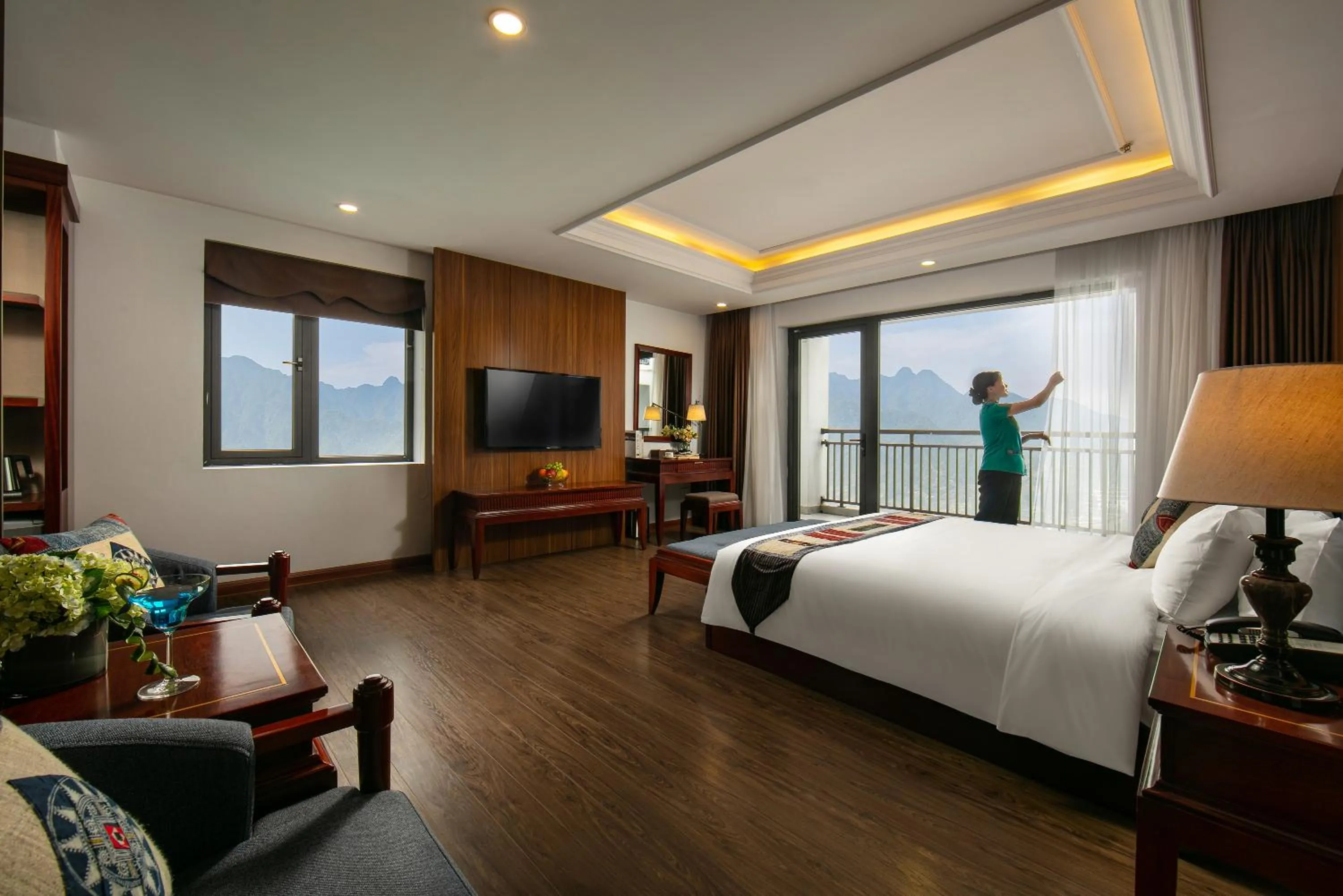 Bed in Bamboo Sapa Hotel