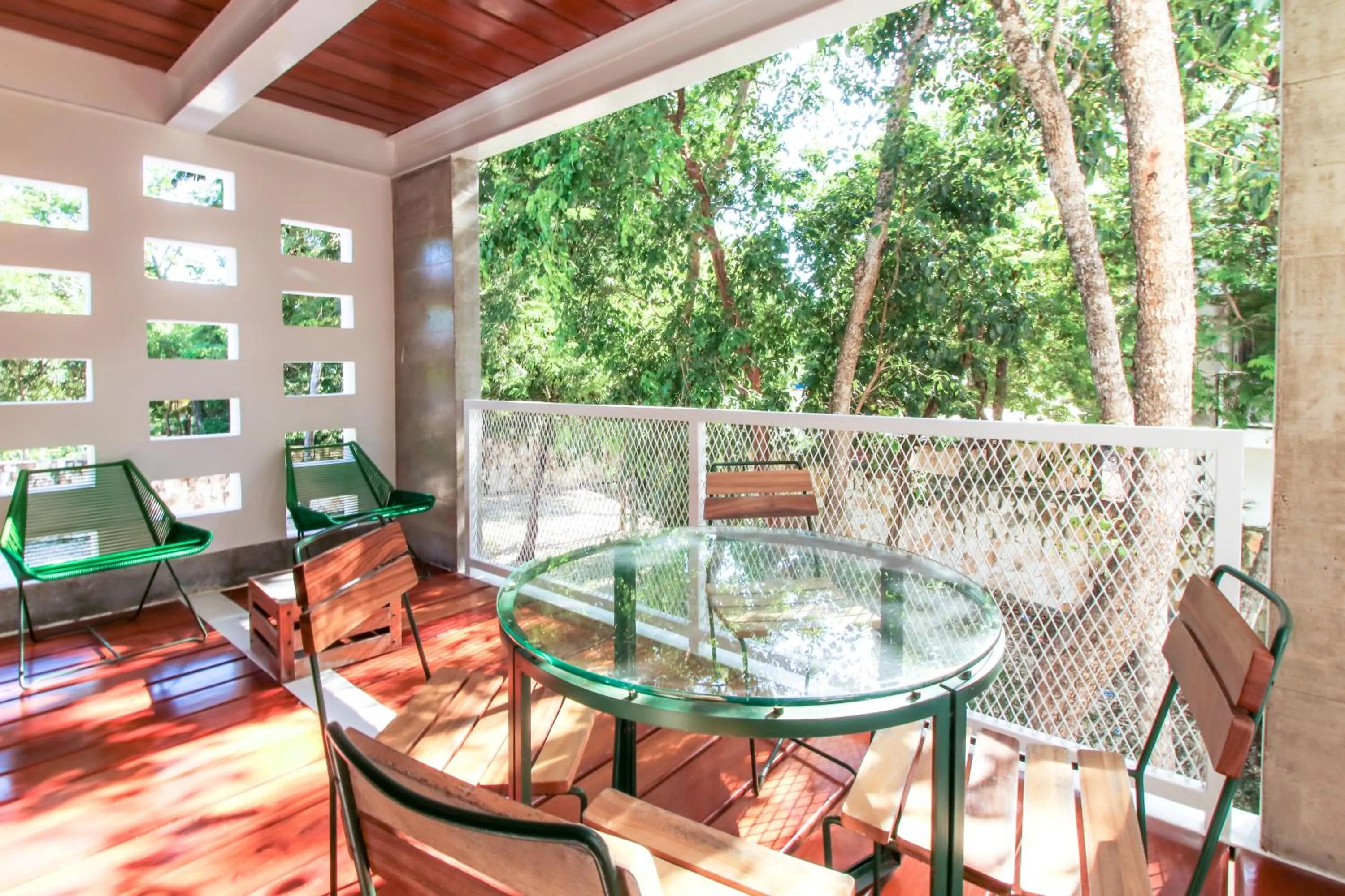 Seating area in Casa de Piedra Tulum