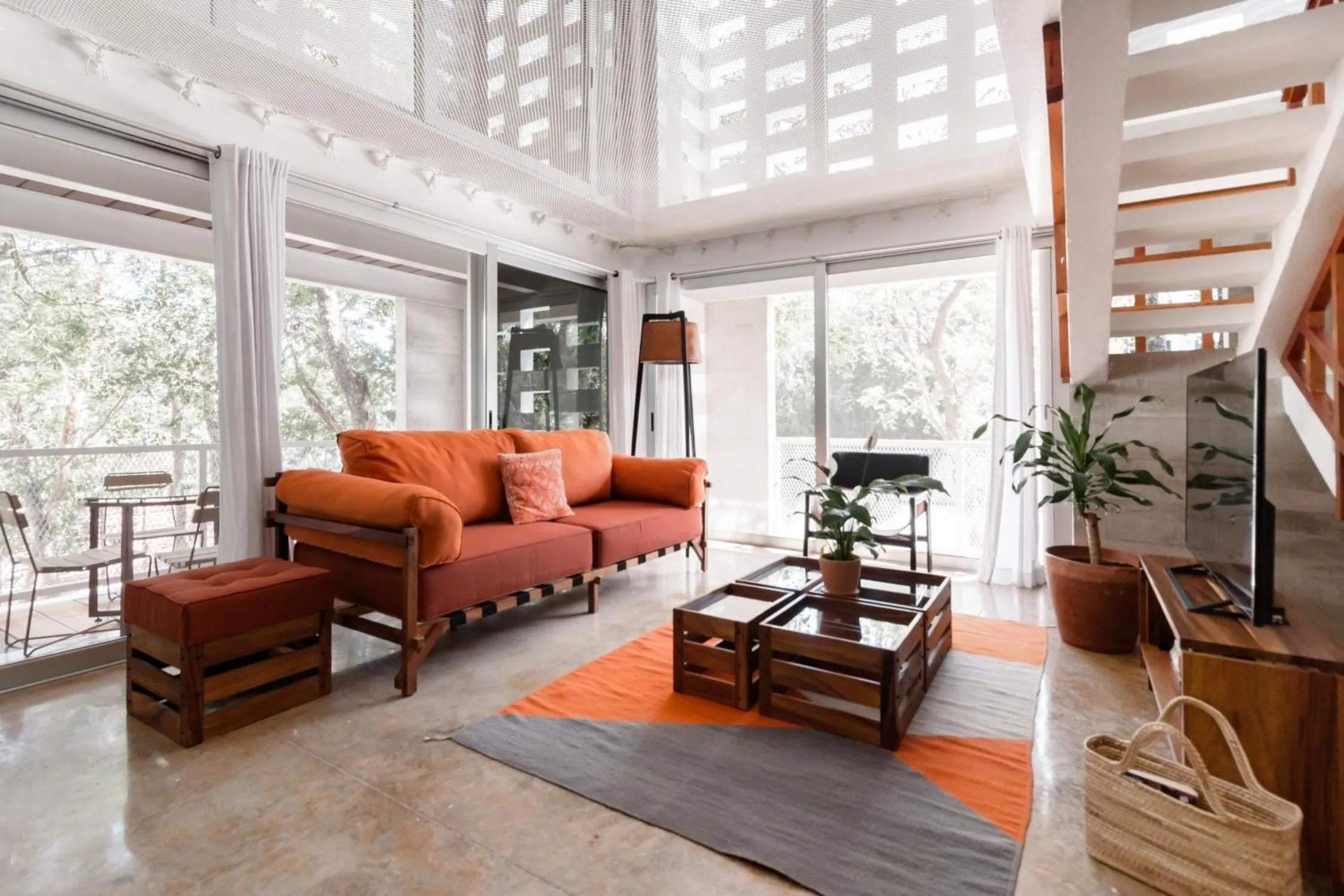 Living room in Casa de Piedra Tulum