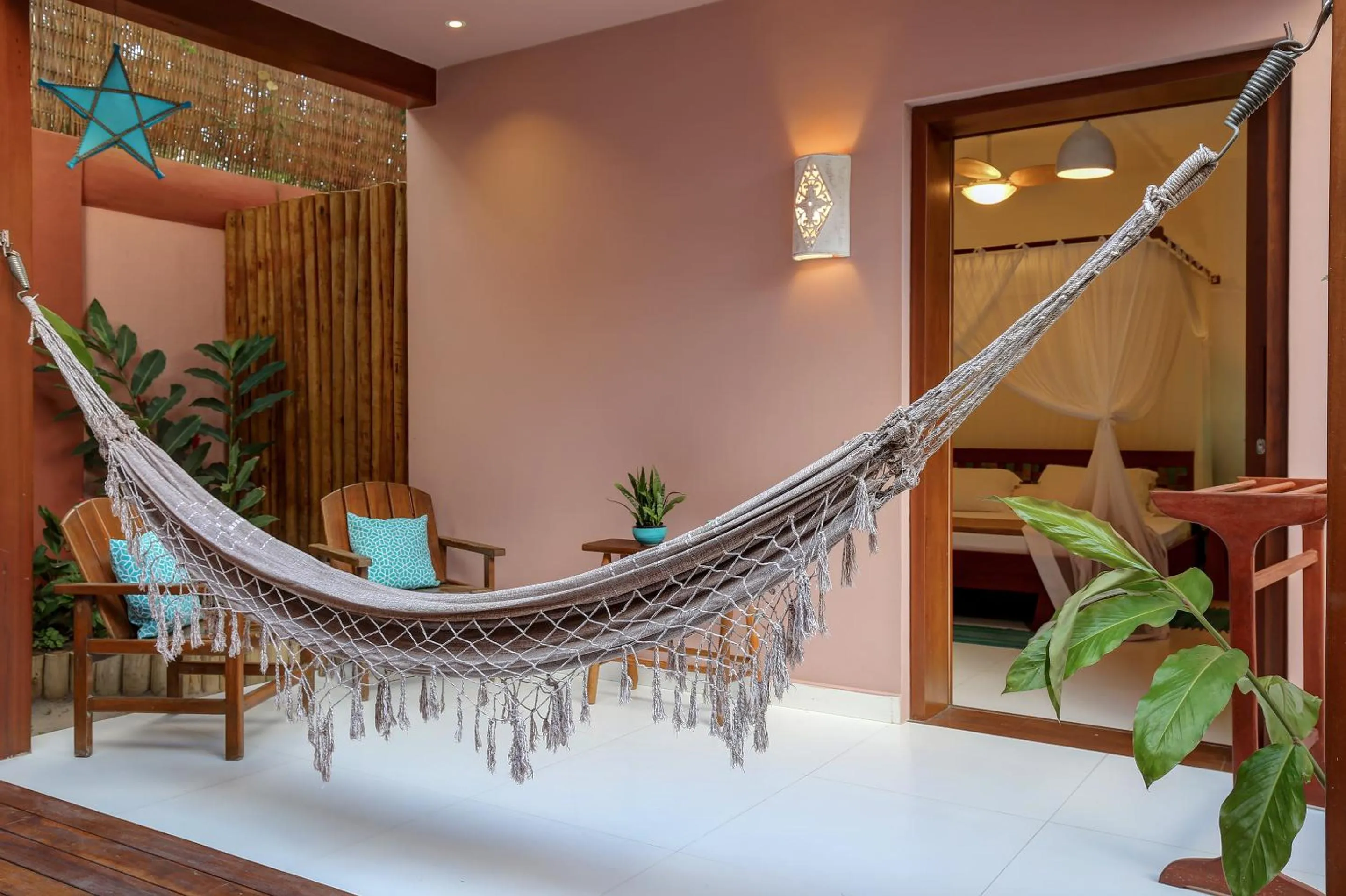 Patio, Bed in Pousada Quarto Crescente