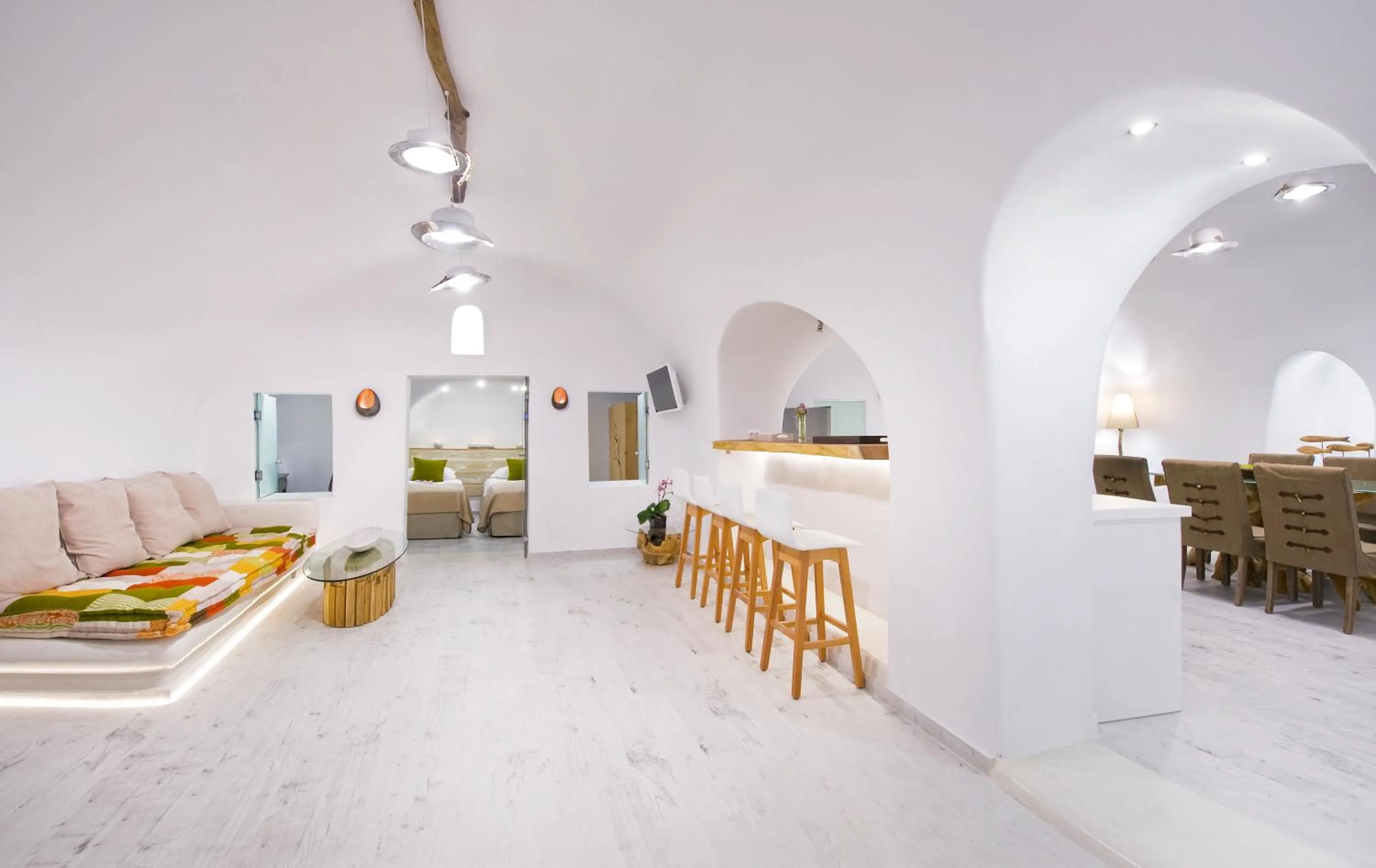 Living room in Hyperion Oia Suites