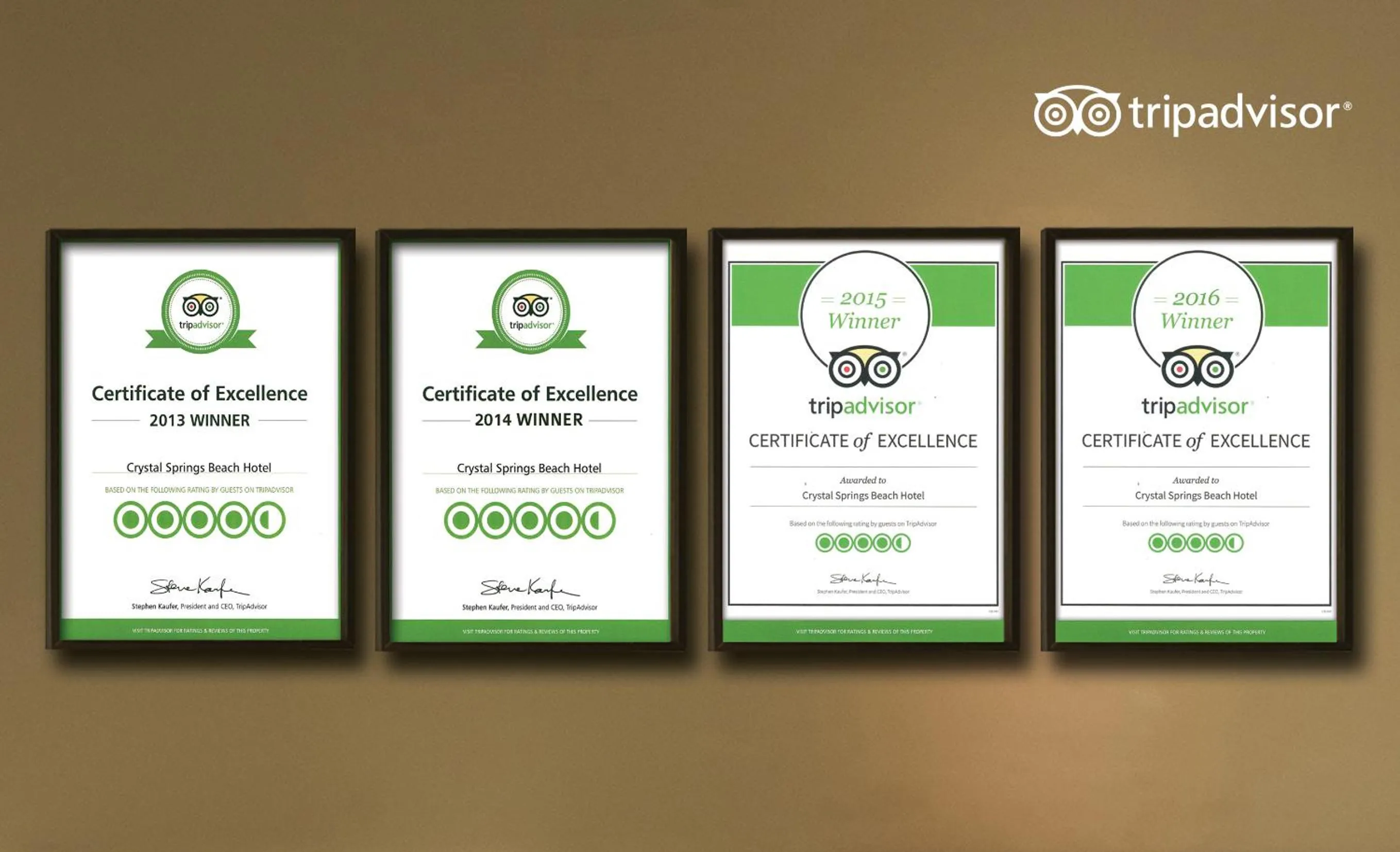 Logo/Certificate/Sign in Crystal Springs Beach Hotel