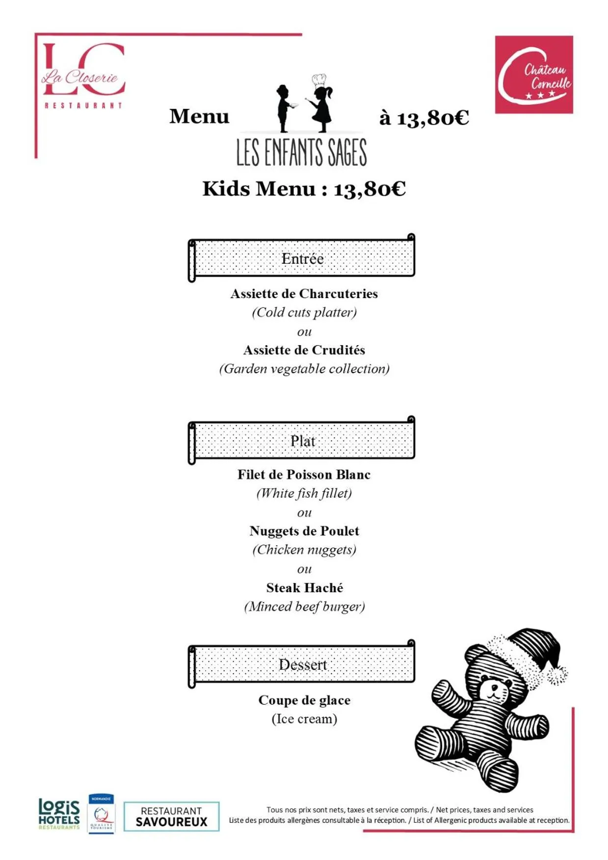 Food and drinks in Château Corneille