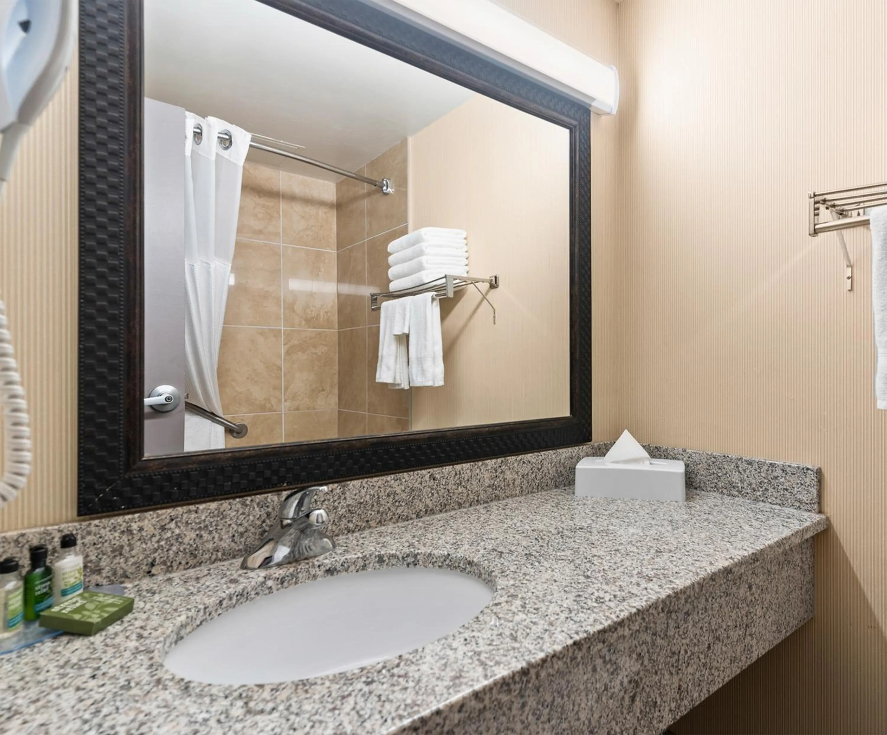 Shower in Travelodge Hotel by Wyndham Saskatoon