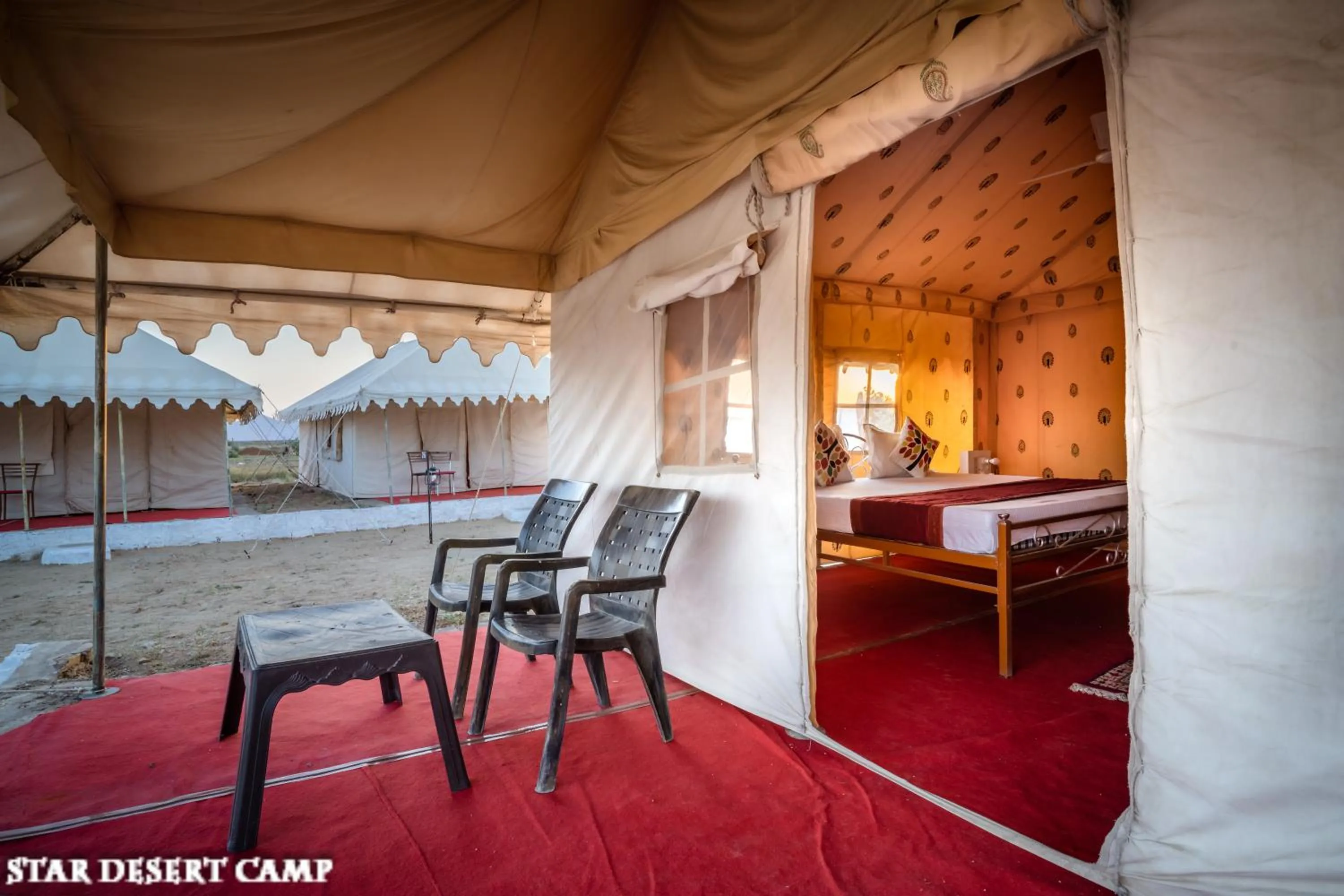 Seating area, Bed in Star Desert Camp Jaisalmer