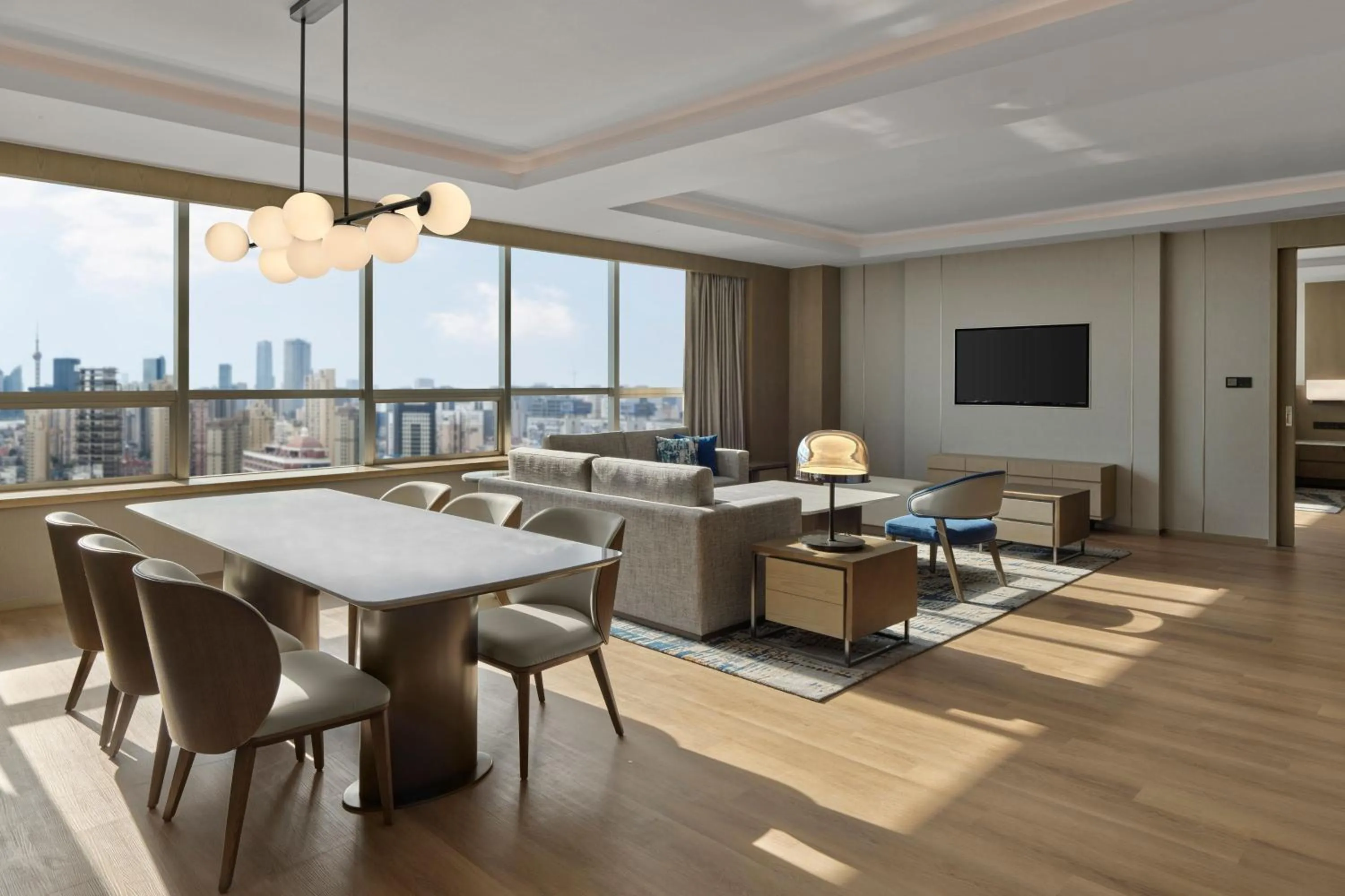 Living room in Shanghai Marriott Hotel Yangpu Riverside