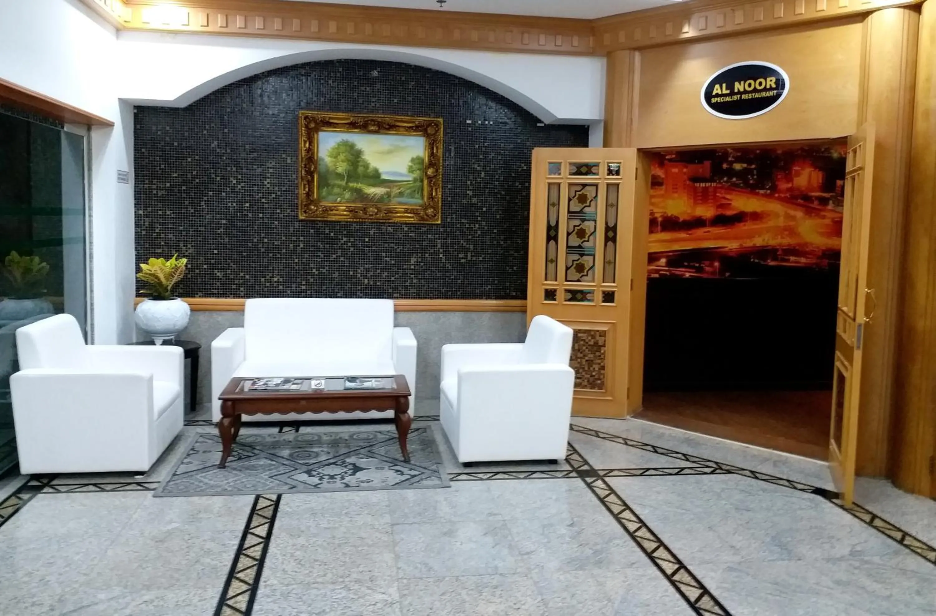 Seating area in Taj Plaza Hotel