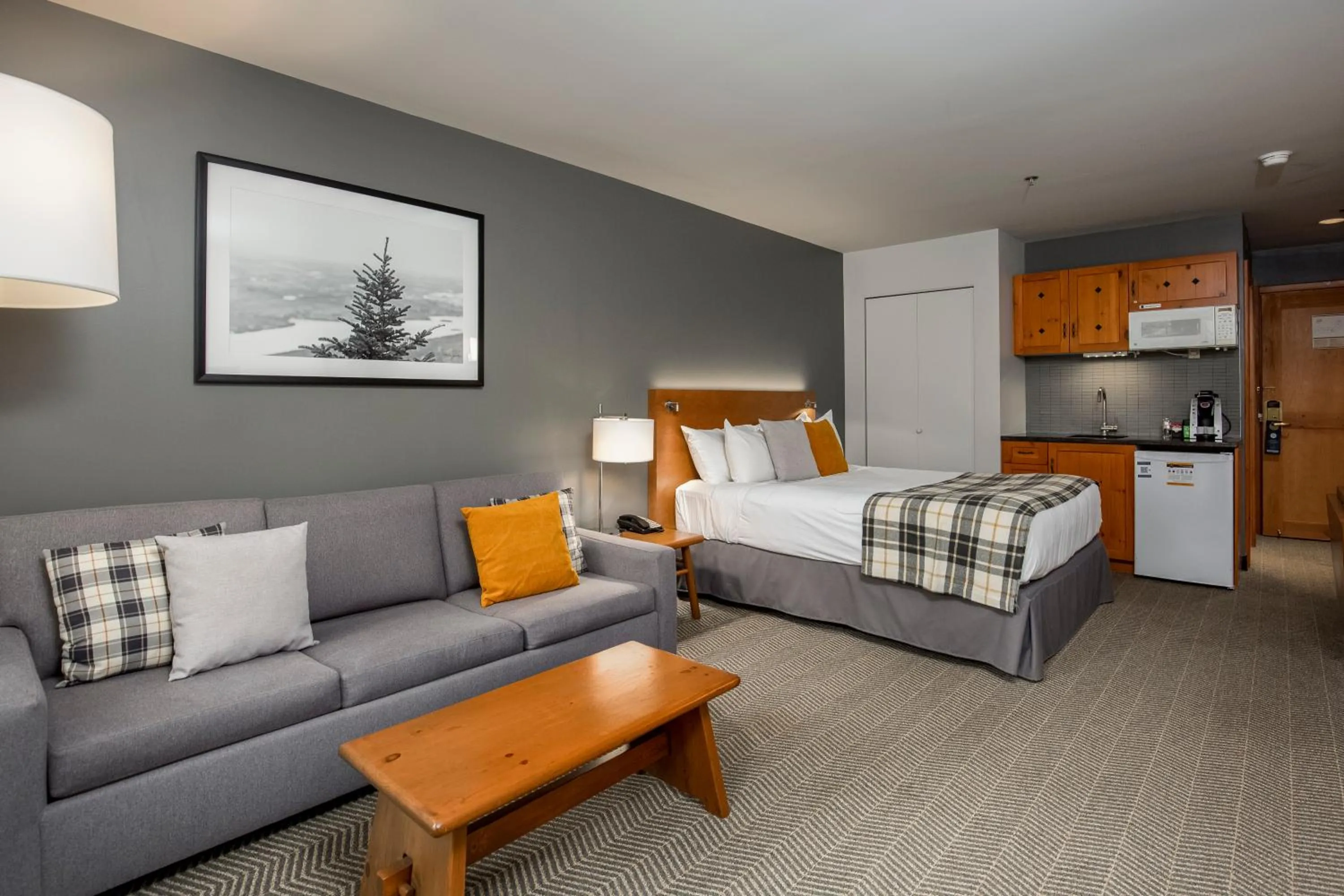 Living room, Bed in Lodge de la Montagne