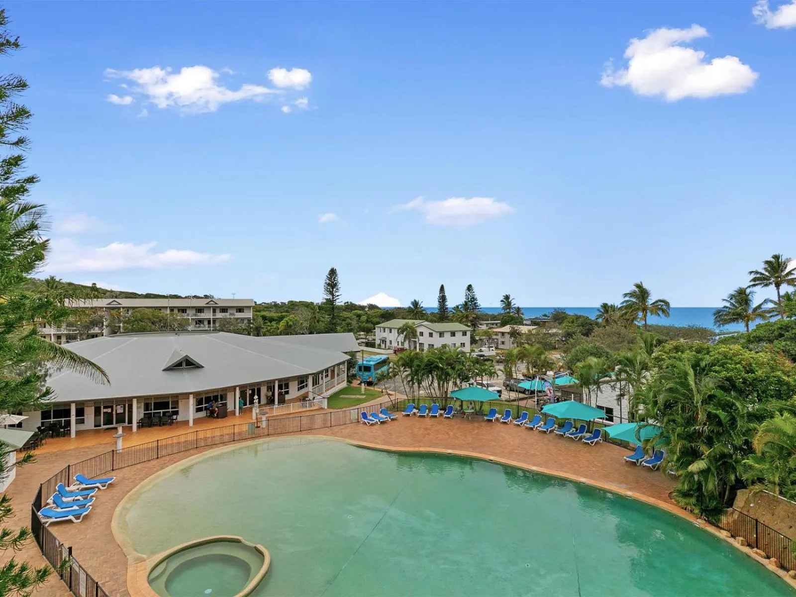 Pool view in K'gari Beach Resort