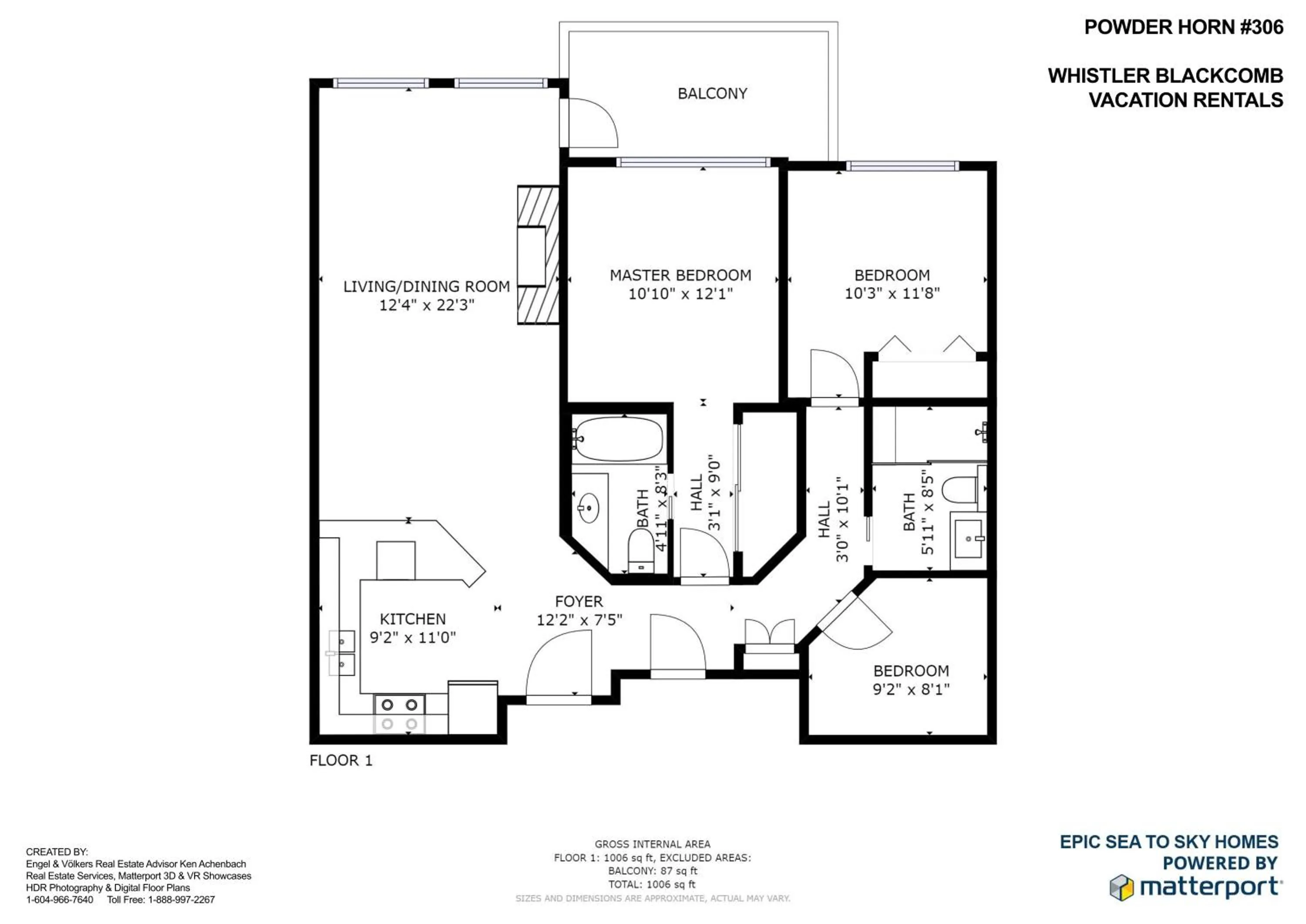 Floor plan in Powderhorn by Whistler Blackcomb Vacation Rentals