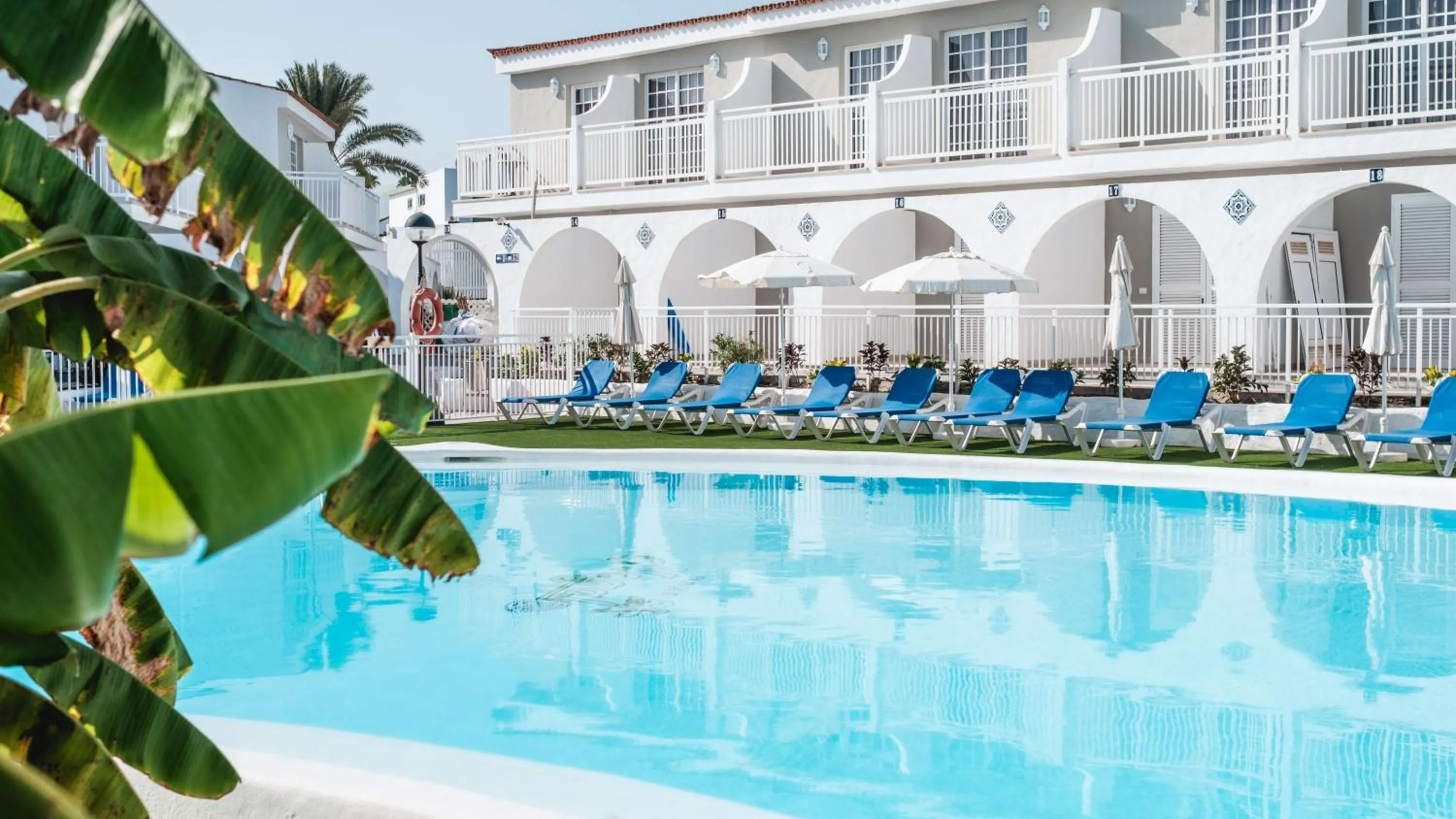 Pool view in Bungalows Parque Nogal