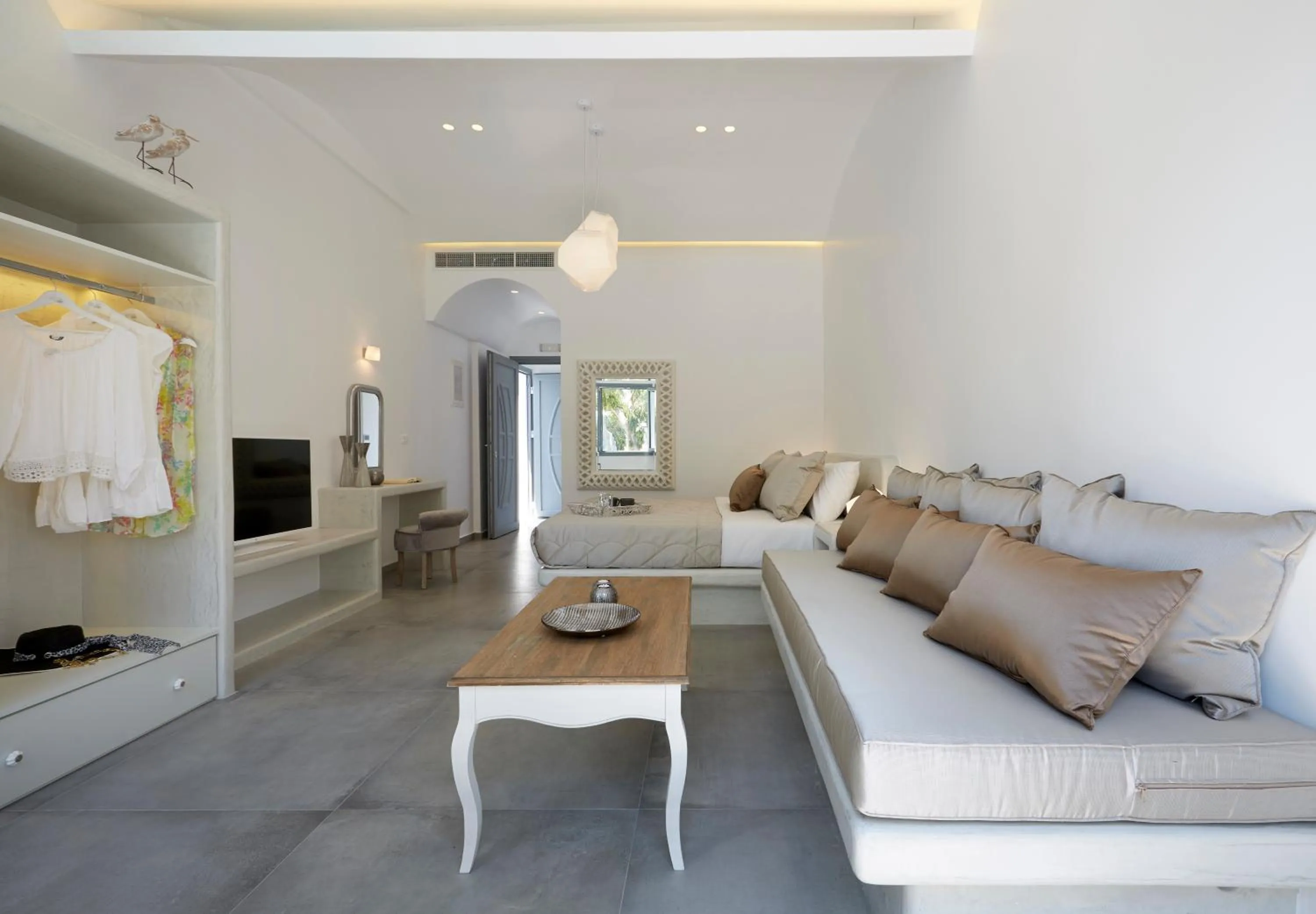 Seating area in Amara Suites Santorini