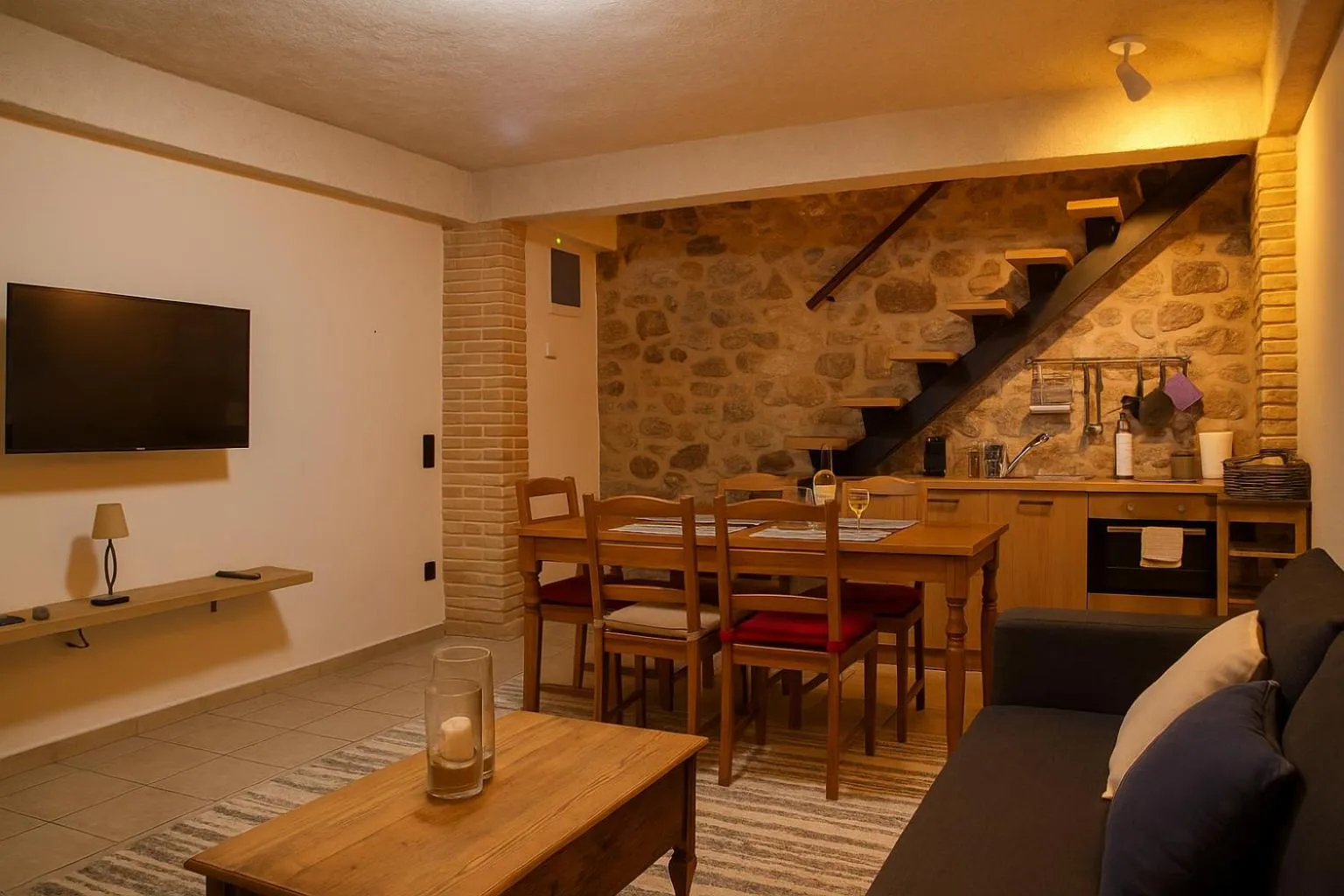 Living room in Limni Stone Apartments