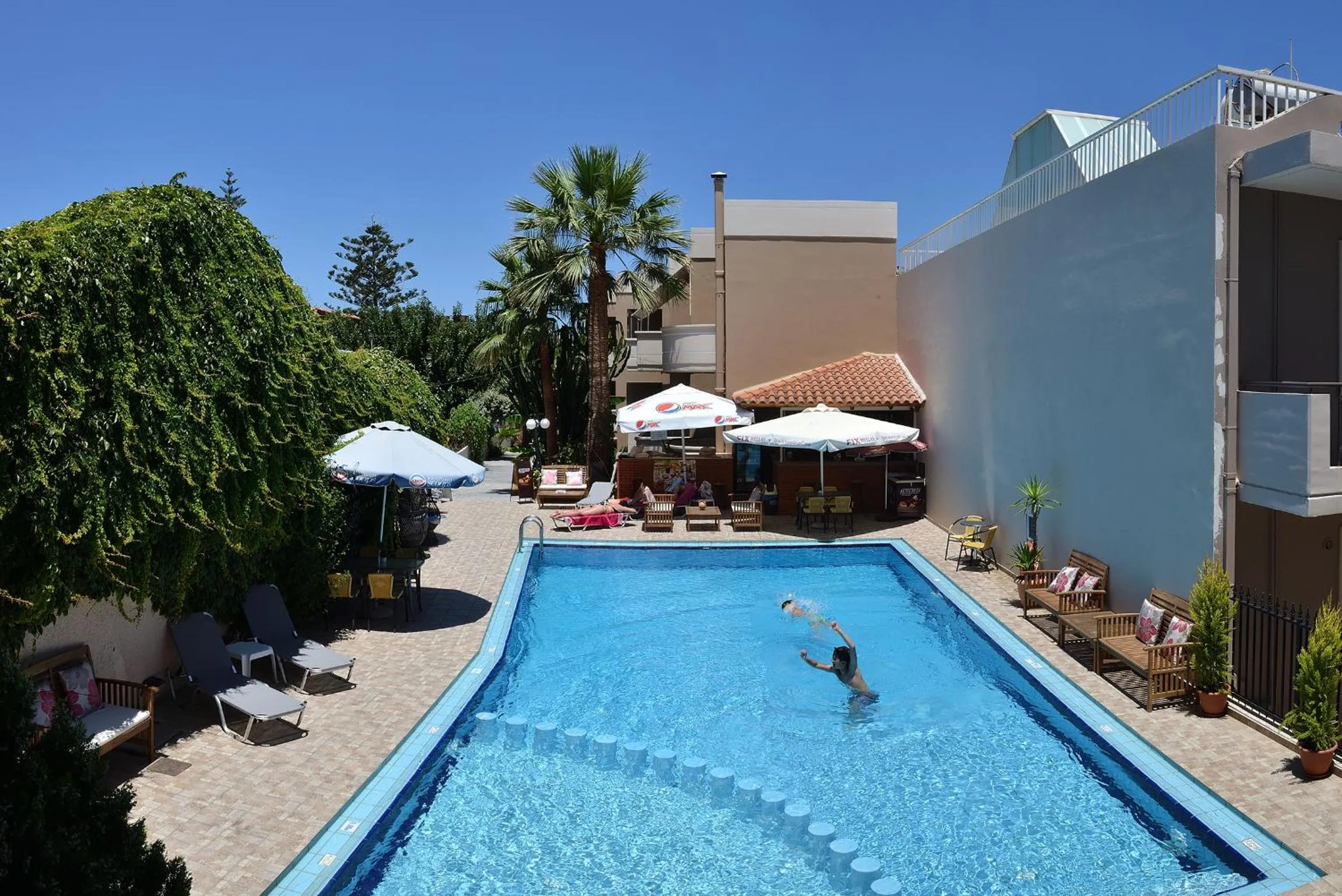 Pool view in Akatos Hotel