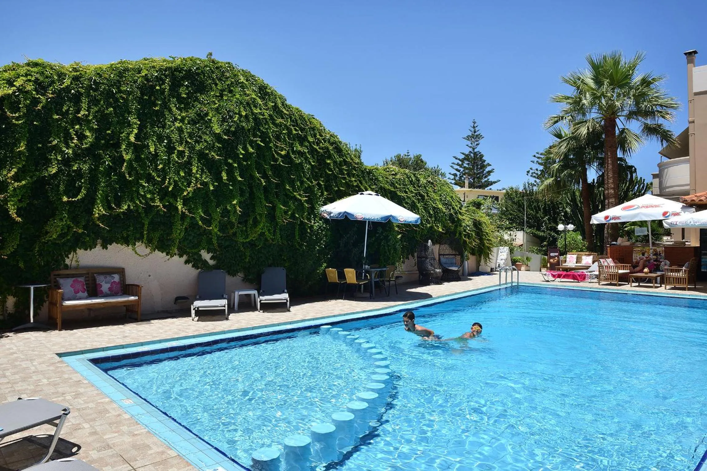 Pool view in Akatos Hotel
