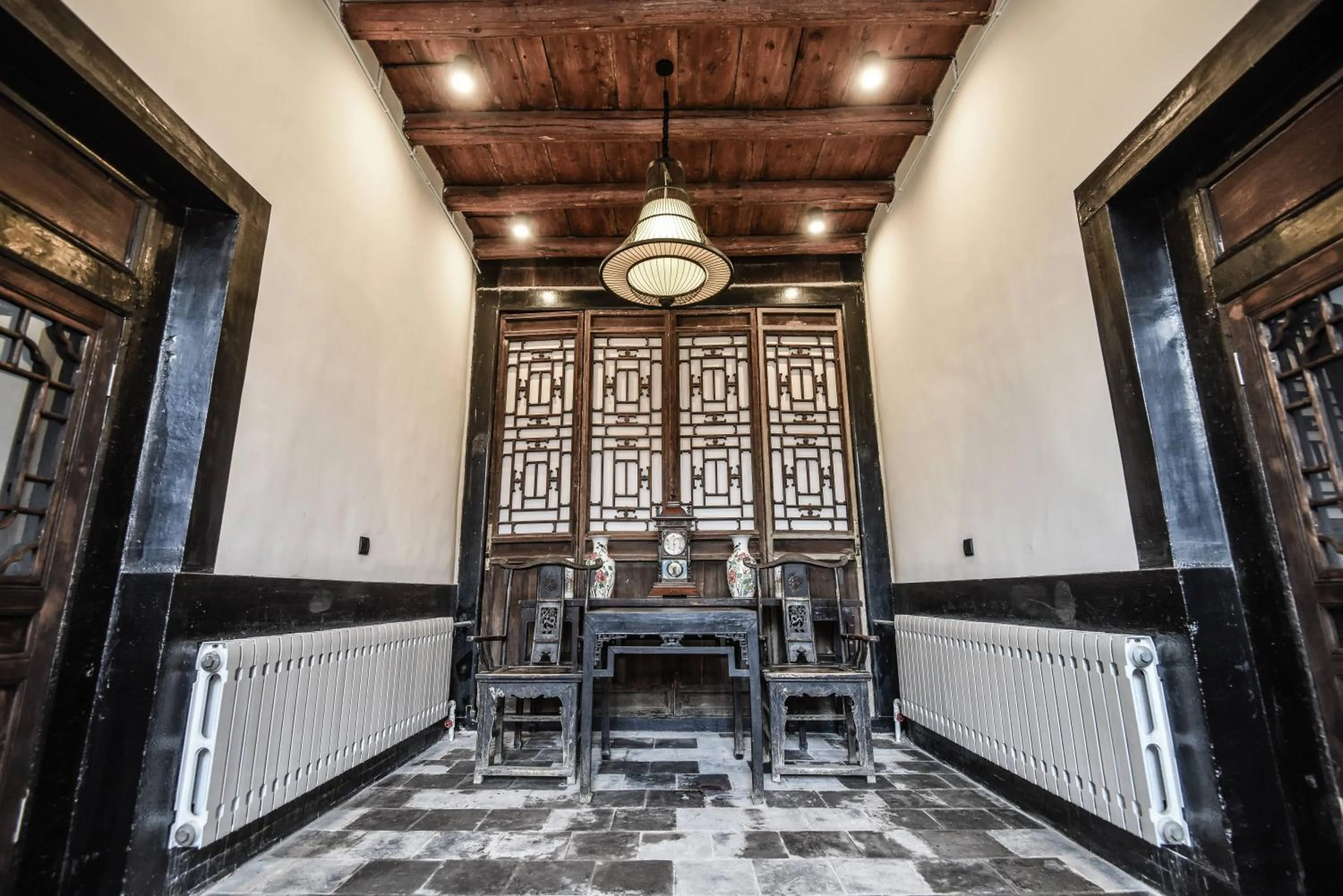 Seating area in Elsewhere Hotel The former residence of the draft bank