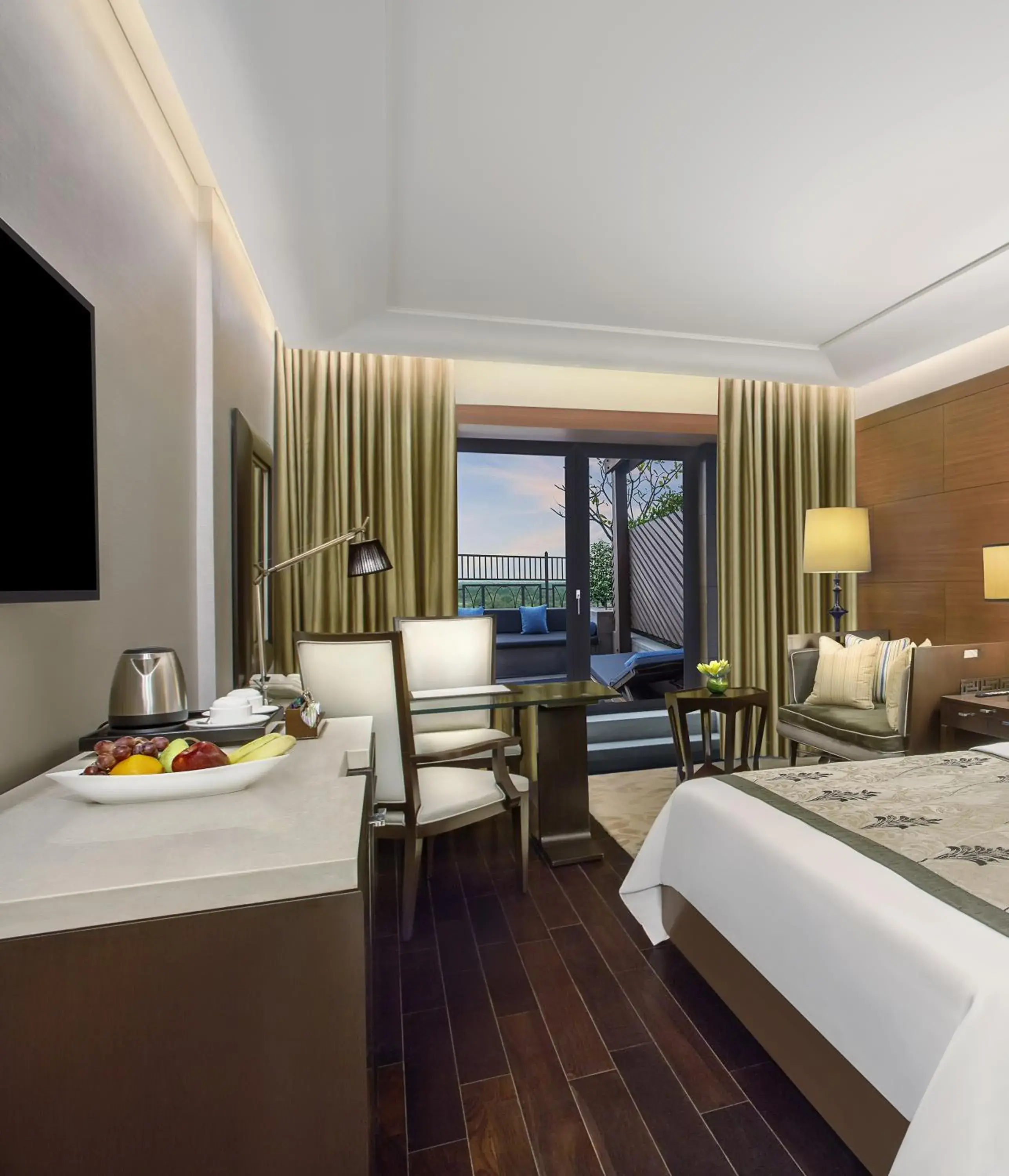 Living room, Bed in The Leela Ambience Gurugram Hotel & Residences - The Luxury Urban Sanctuary Living room, Bed in The Leela Ambience Gurugram Hotel & Residences - The Luxury Urban Sanctuary