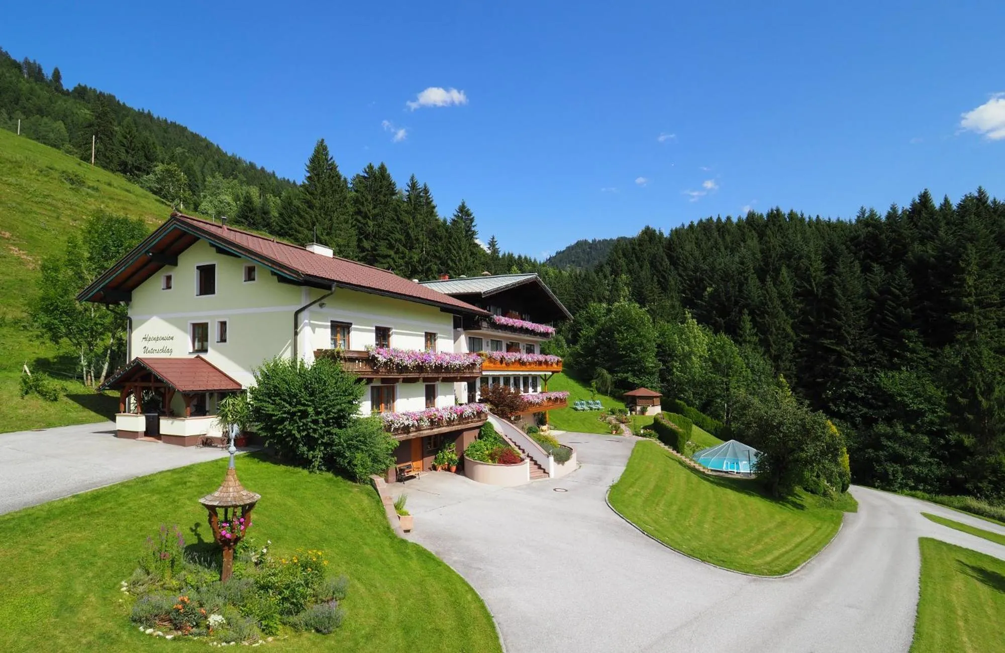 Pool view in Alpenapartments Unterschlag