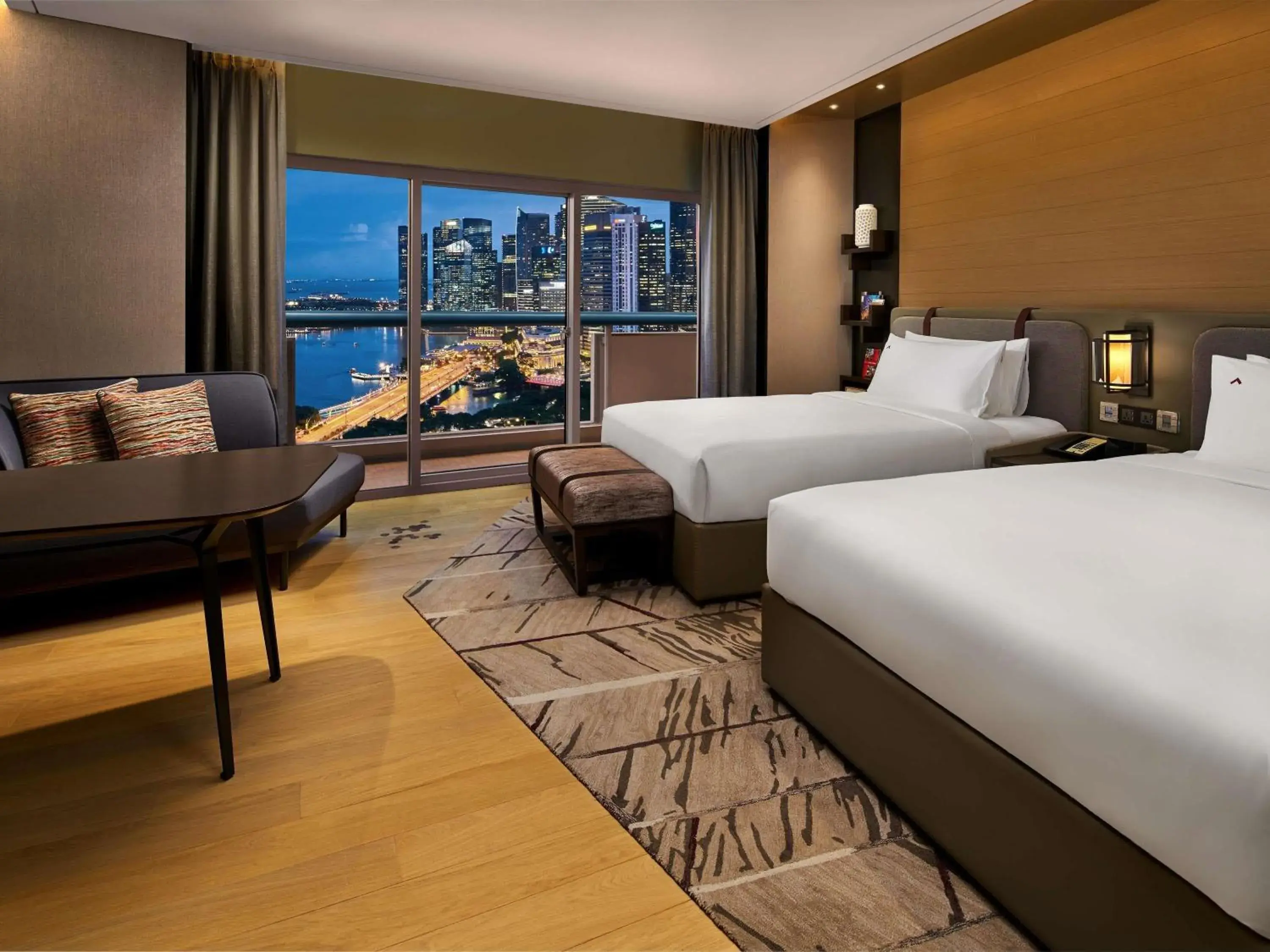 Executive Marina Bay, 2 Doubles, L65 Lounge Access, High Floor, Balcony, Marina Bay View in Swissotel The Stamford Singapore Executive Marina Bay, 2 Doubles, L65 Lounge Access, High Floor, Balcony, Marina Bay View in Swissotel The Stamford Singapore