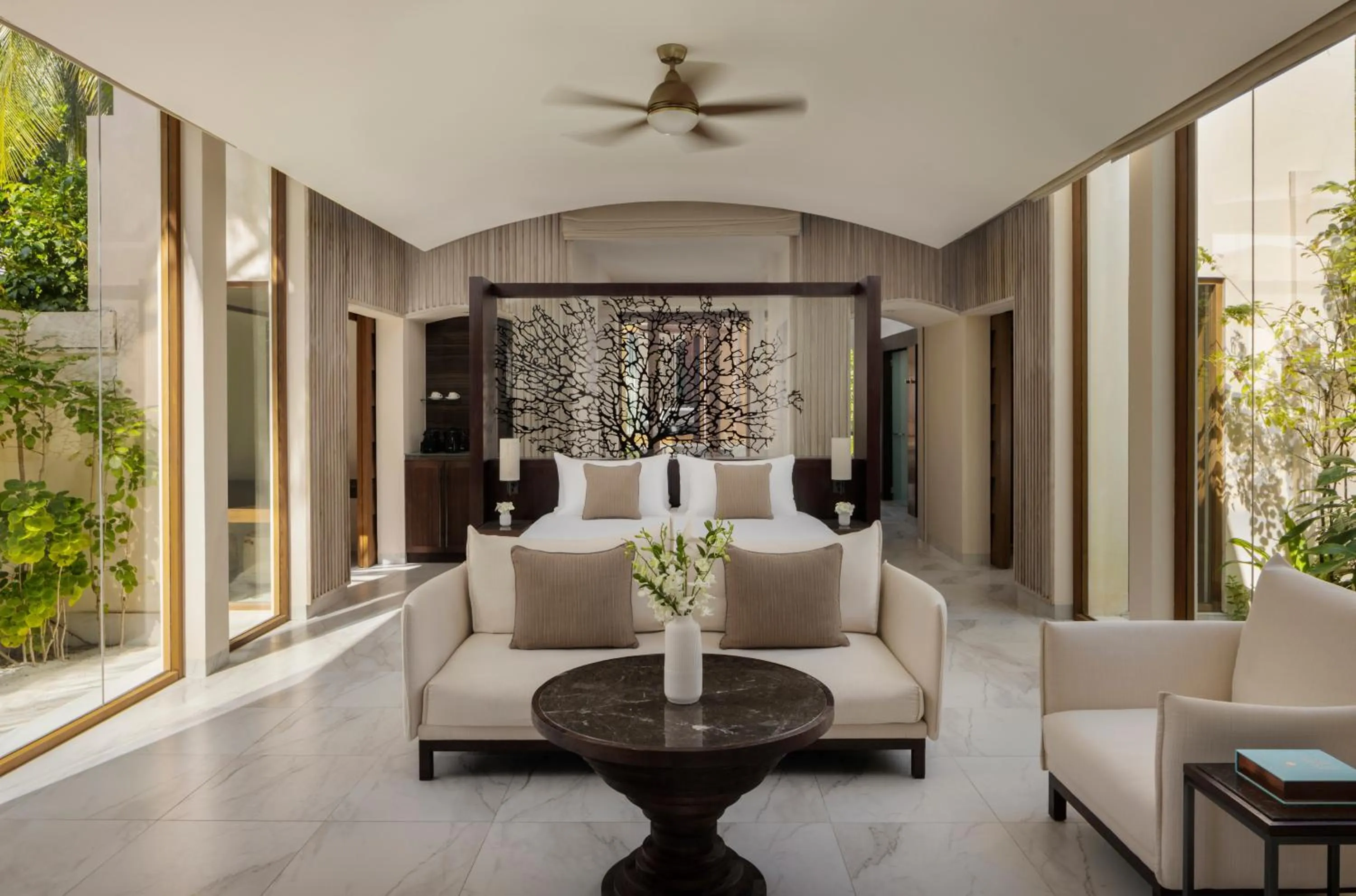 Bed in Conrad Maldives Rangali Island