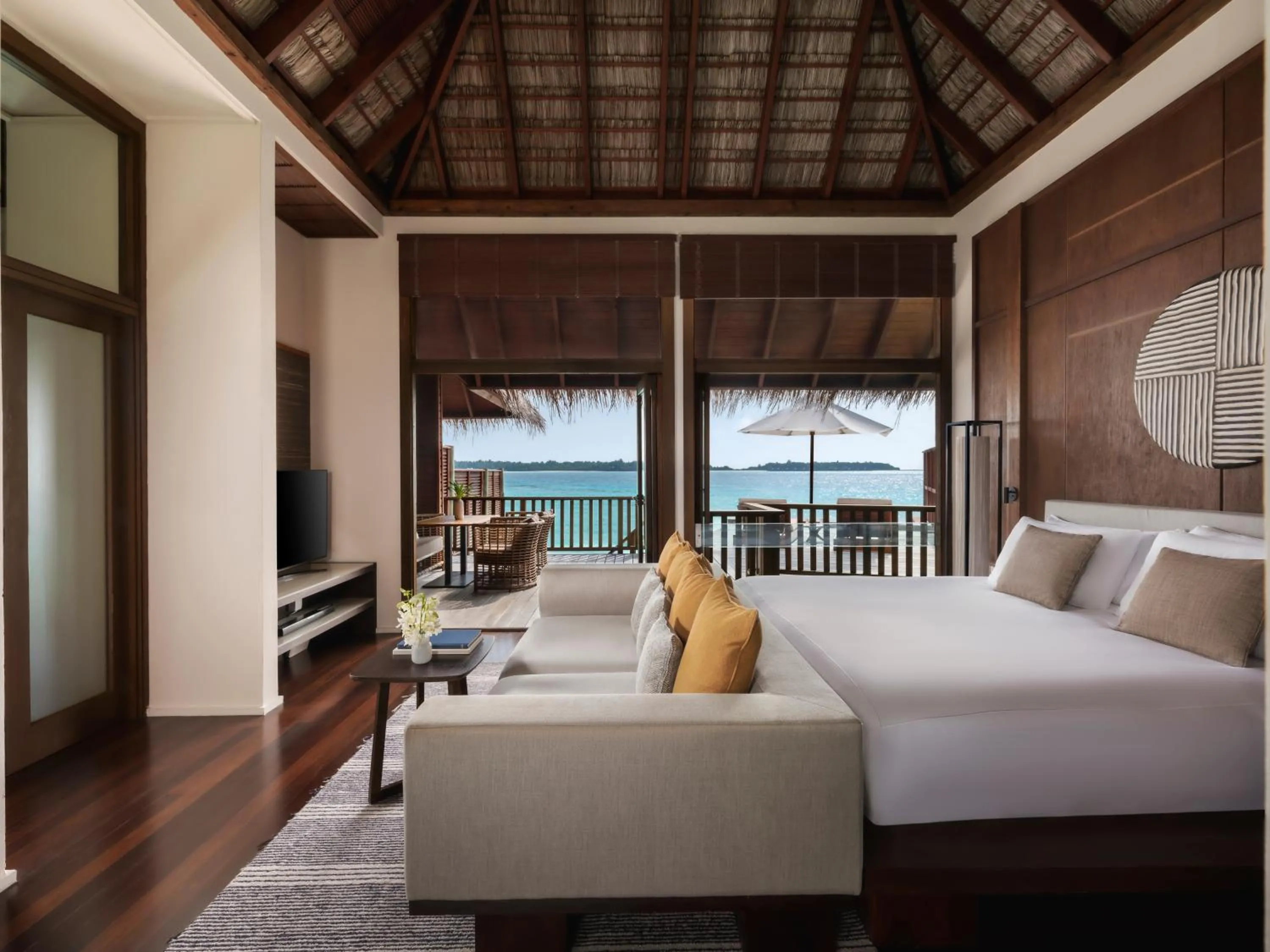 Bed in Conrad Maldives Rangali Island
