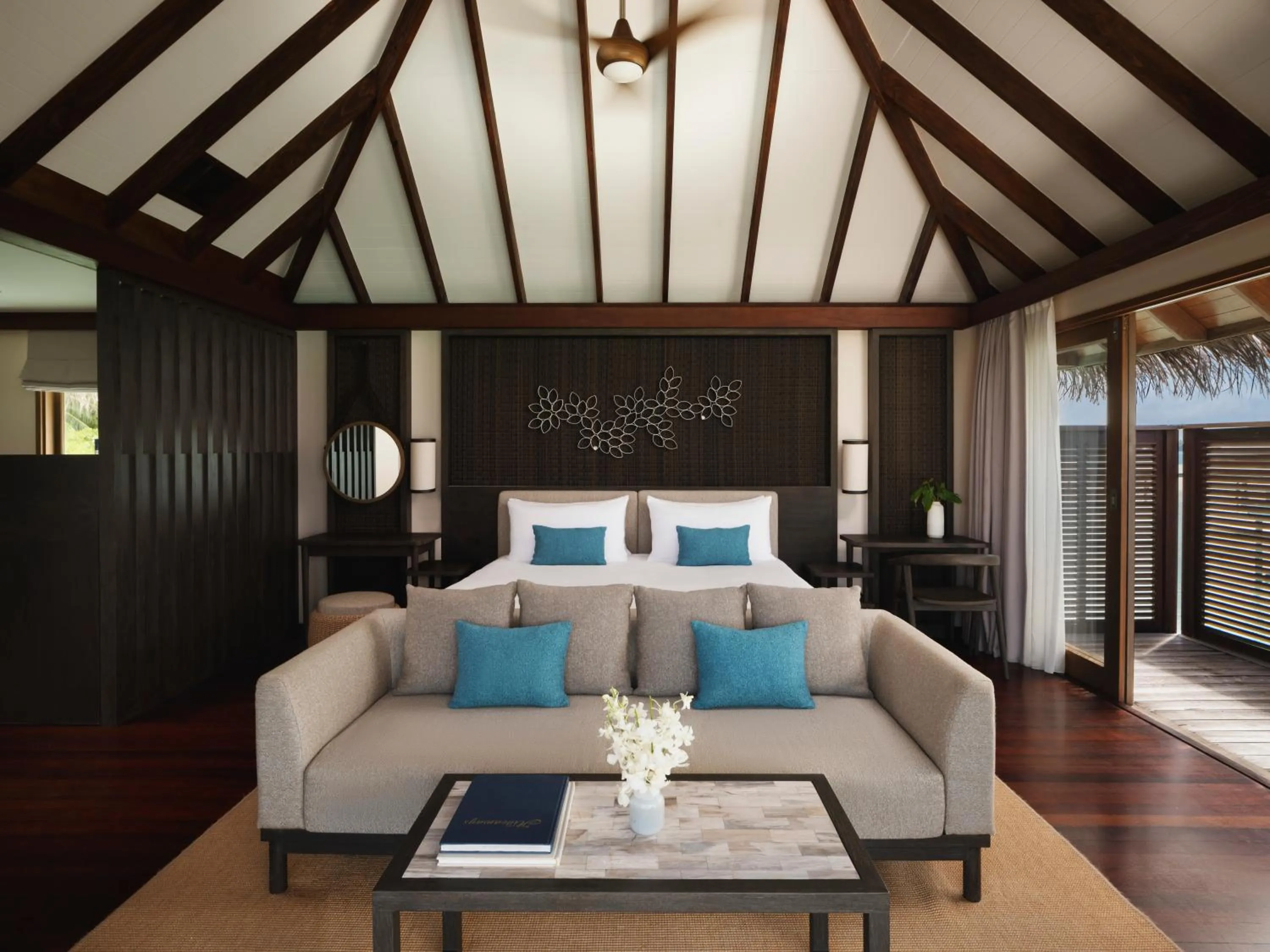 Bed in Conrad Maldives Rangali Island