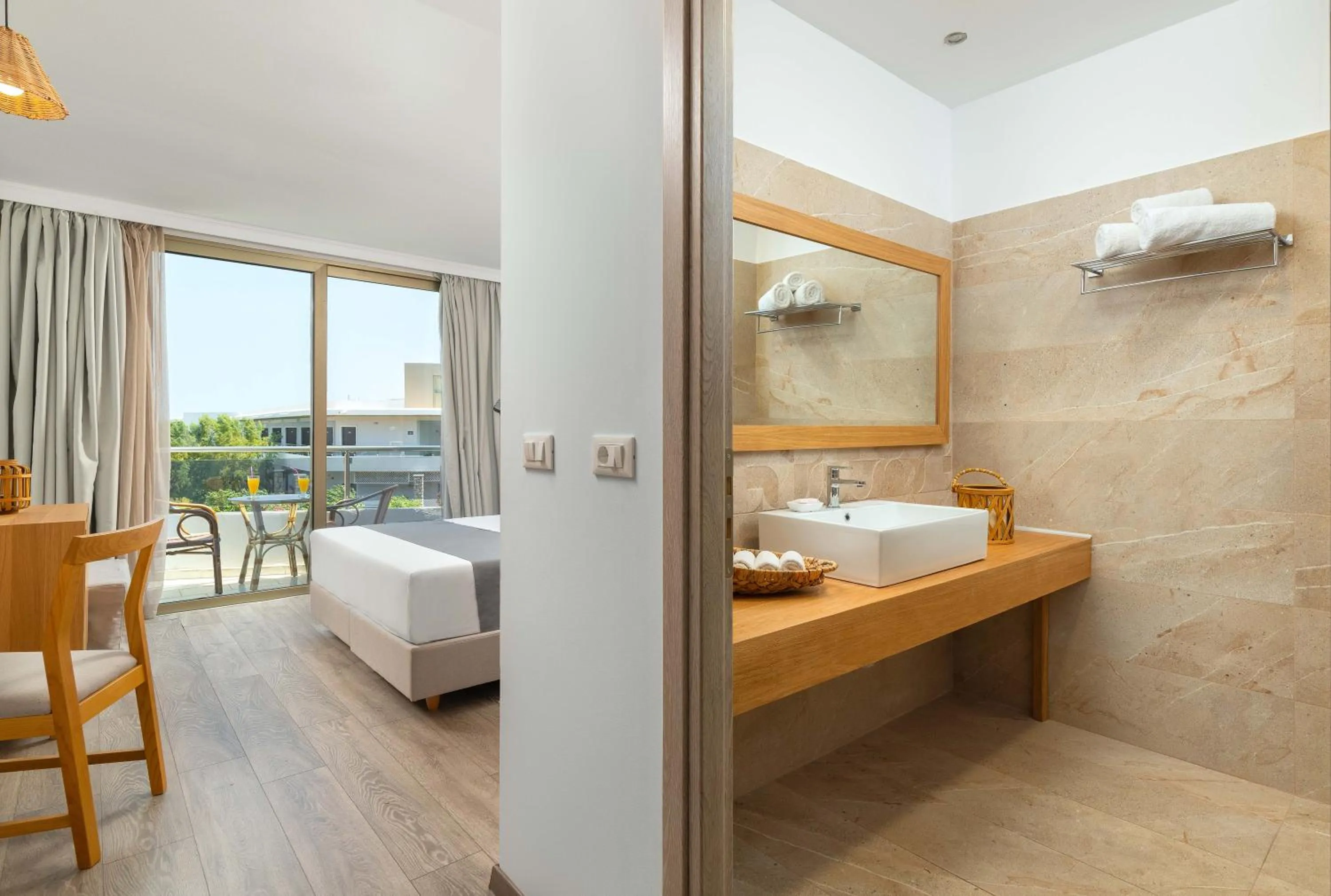 Bathroom, Bed in Paralos Rodos Lifestyle