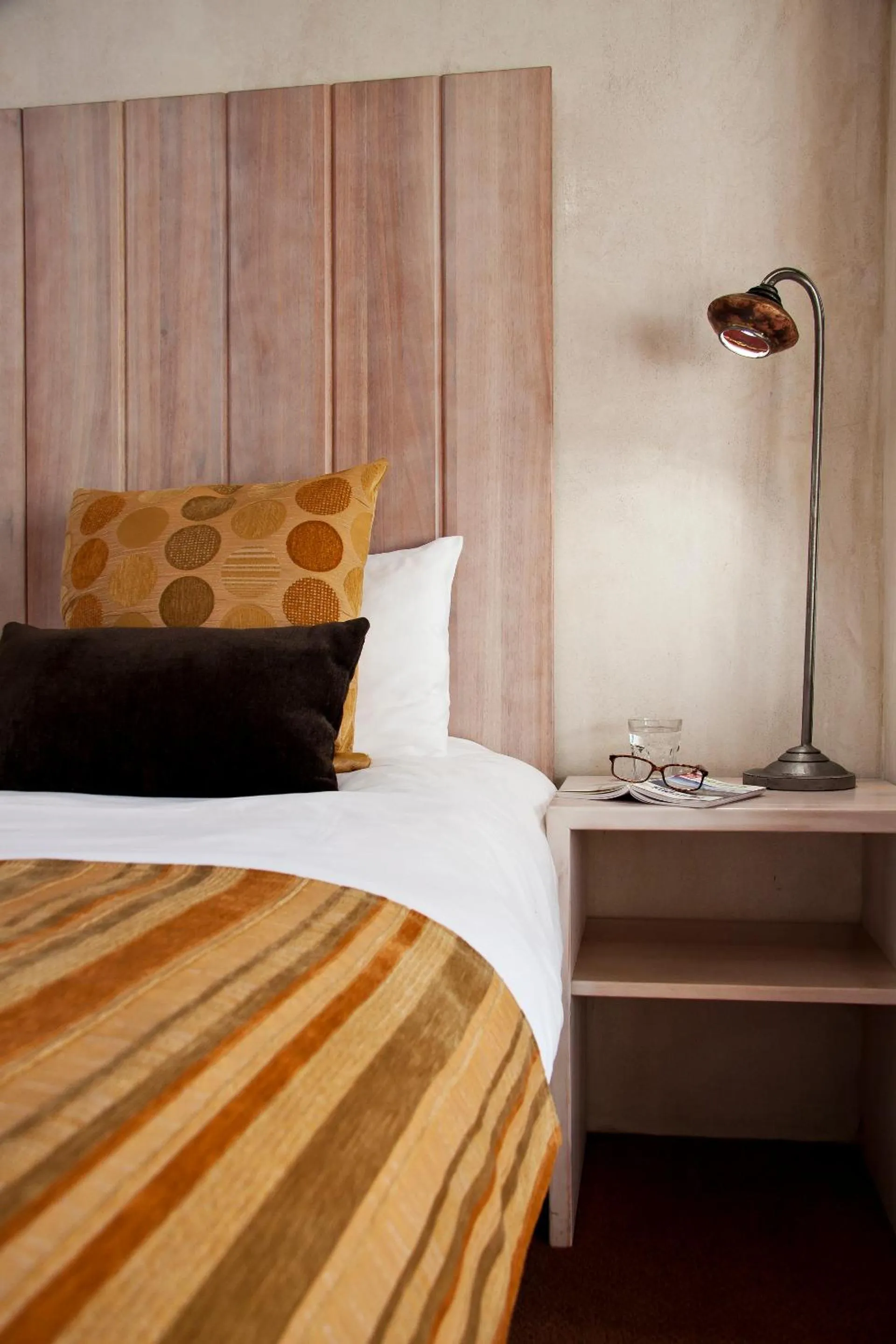 Decorative detail, Bed in African Rock Hotel & Spa, a "Boutique Lifestyle Resort"