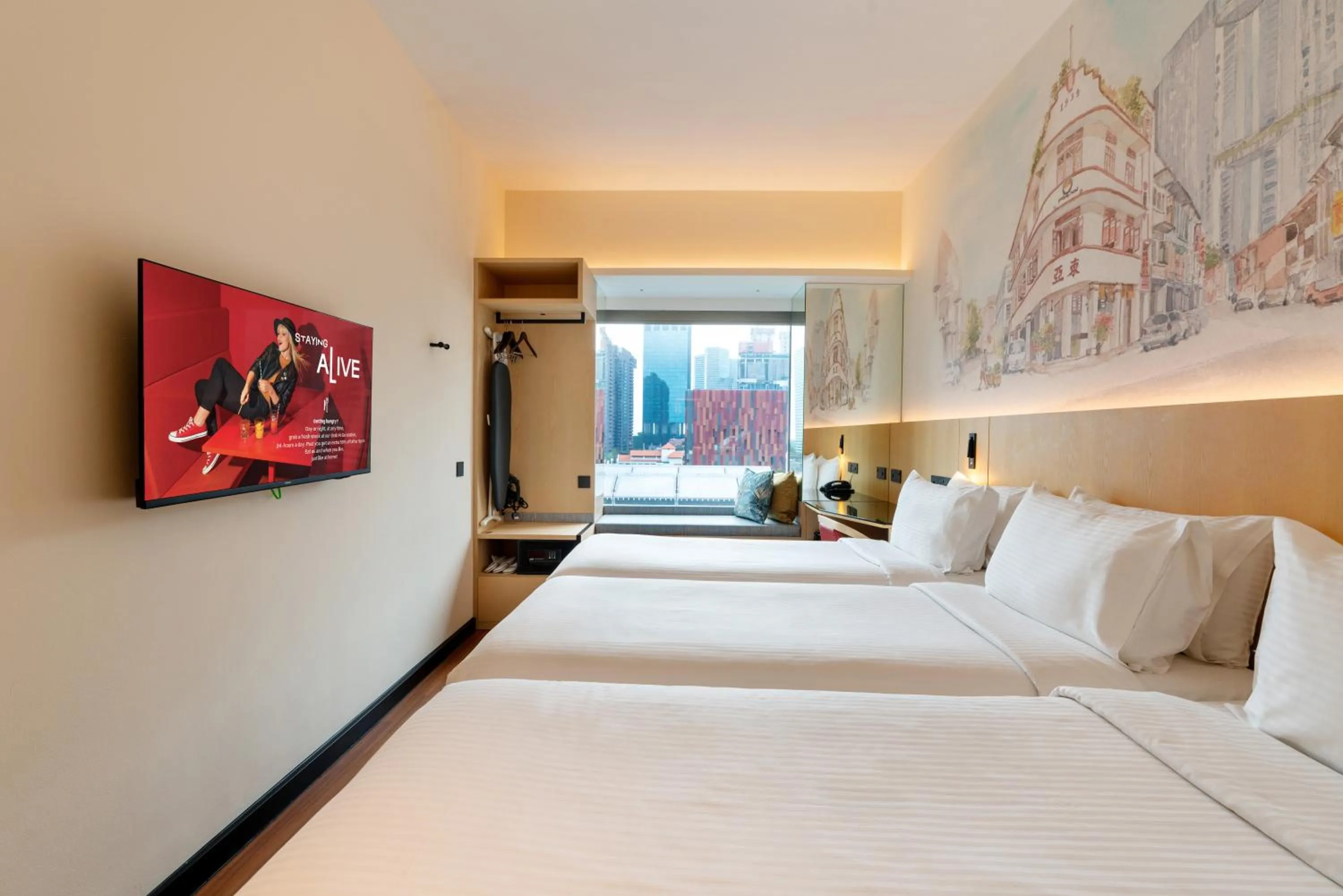 View (from property/room), Bed in Ibis Singapore on Bencoolen - Newly Renovated