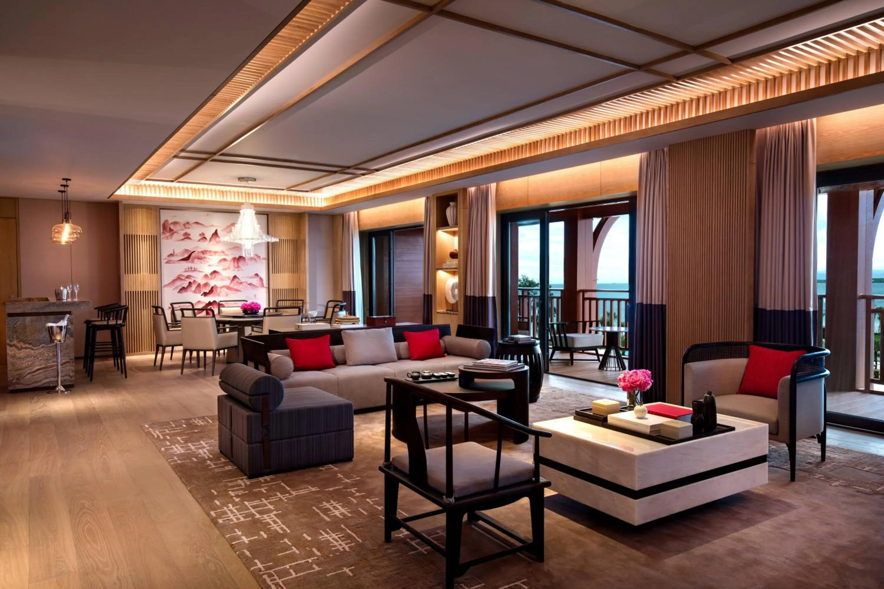 Living room in Shenzhen Marriott Hotel Golden Bay