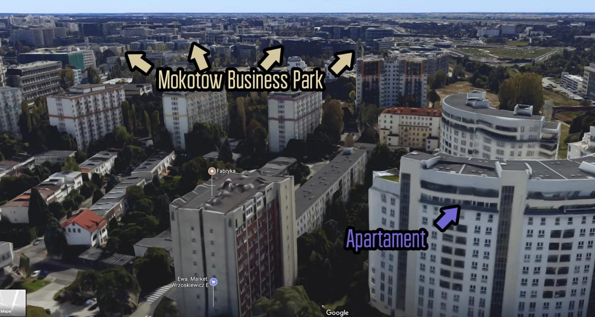 Bird's eye view in Walk distance to mokotow business park