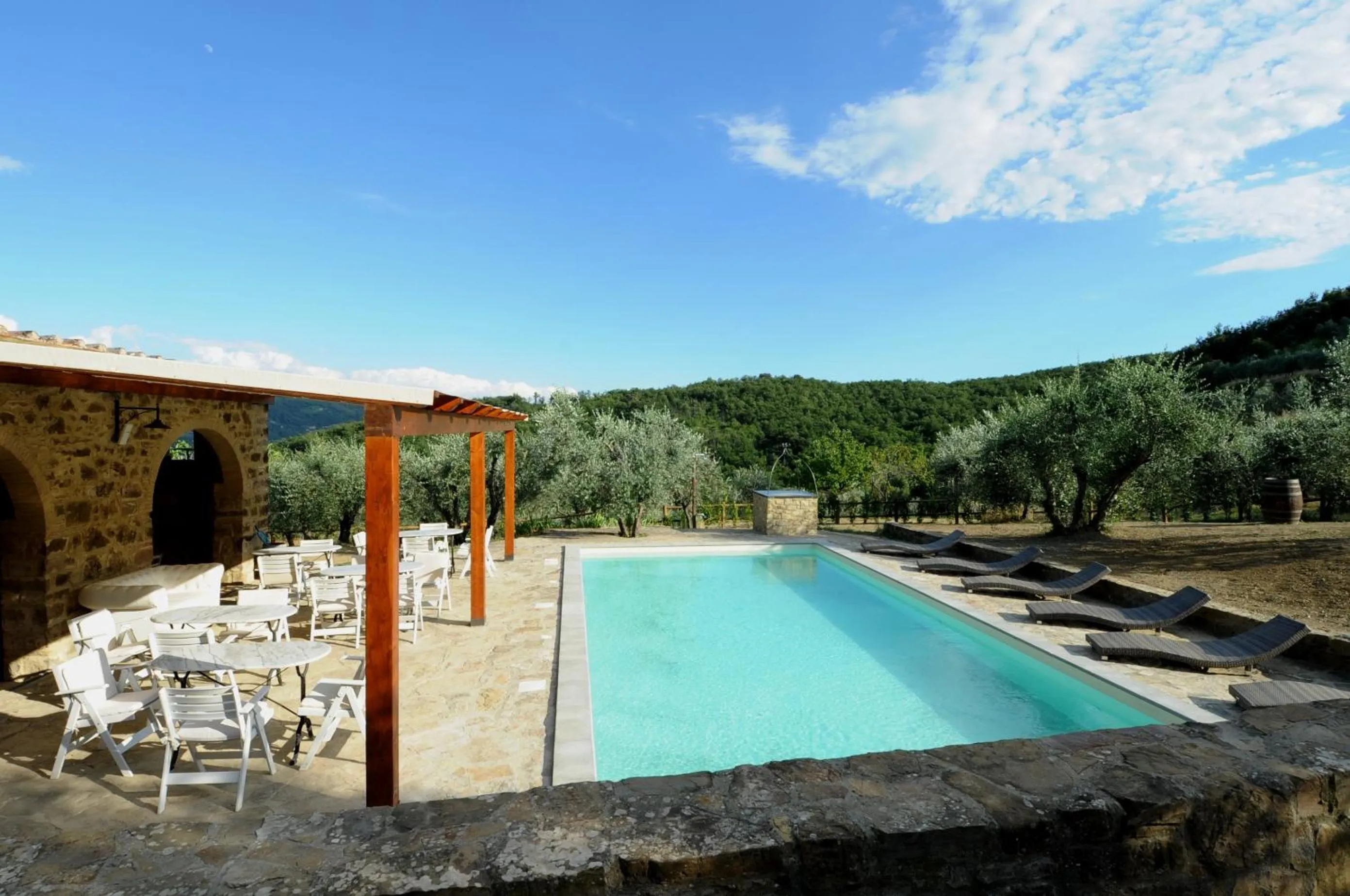 Pool view in La Rimbecca Greve in Chianti