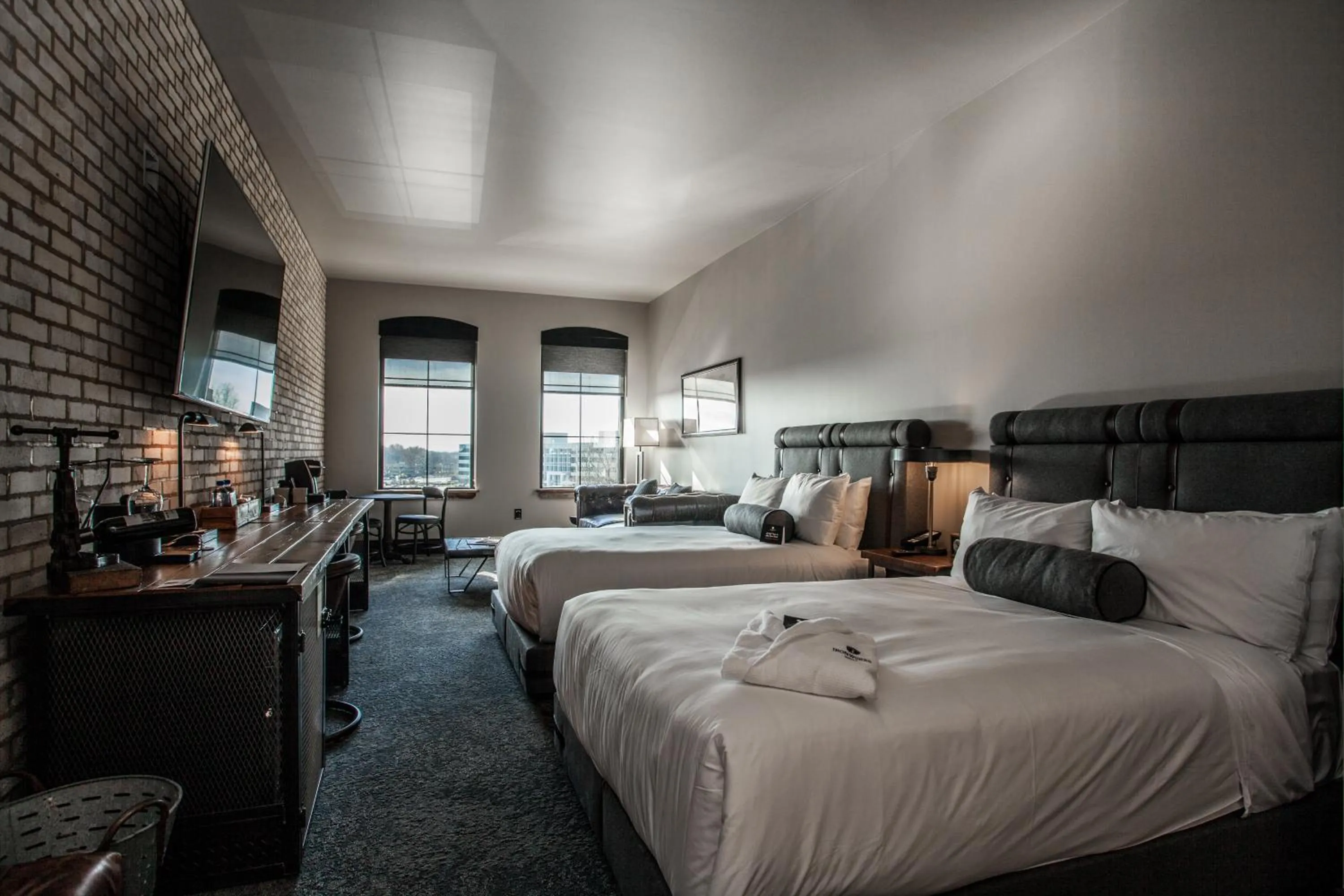 Bed in Ironworks Hotel Indy