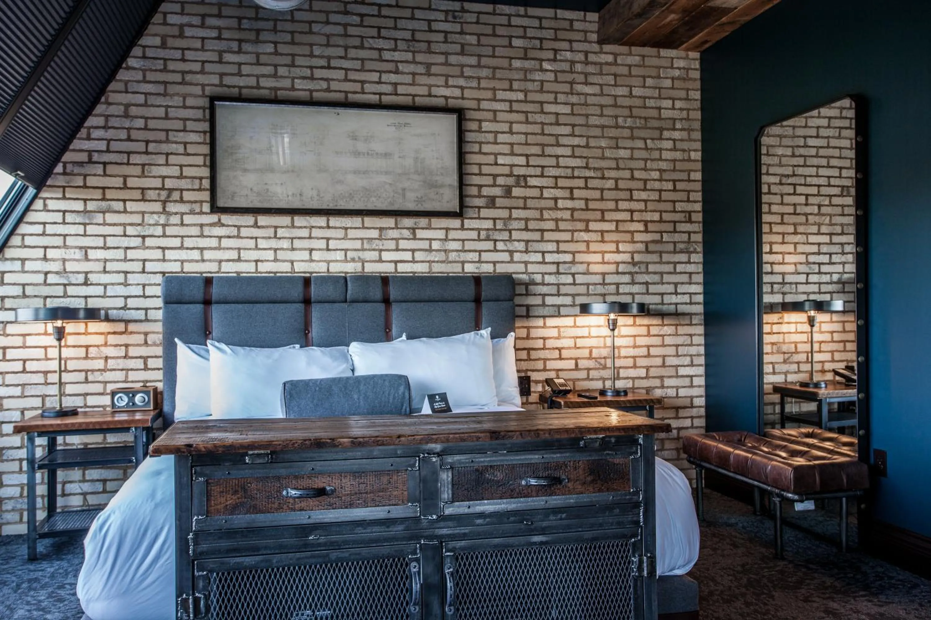 Bed in Ironworks Hotel Indy