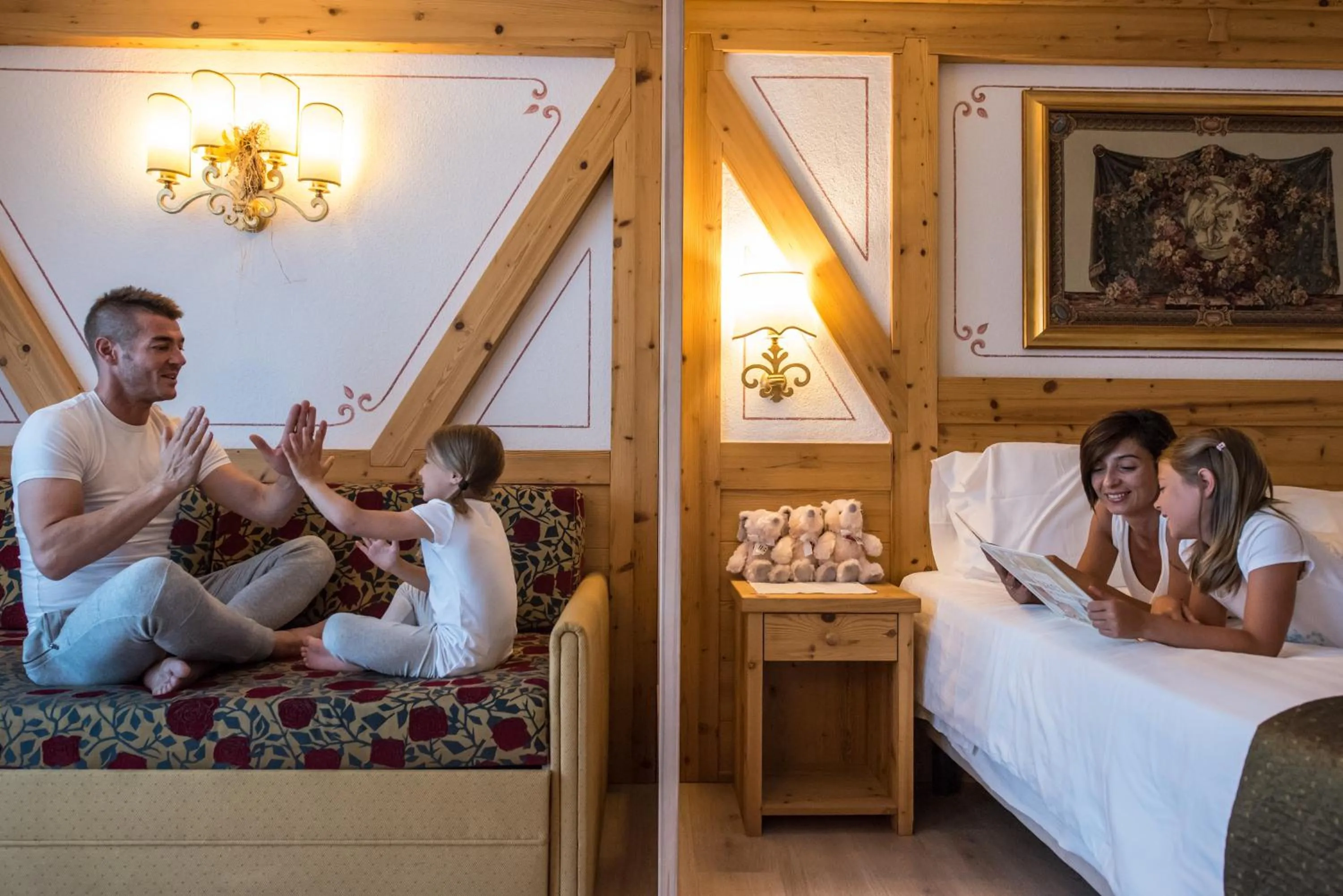 Bed in Piz Galin Grand Hotel Family & Wellness