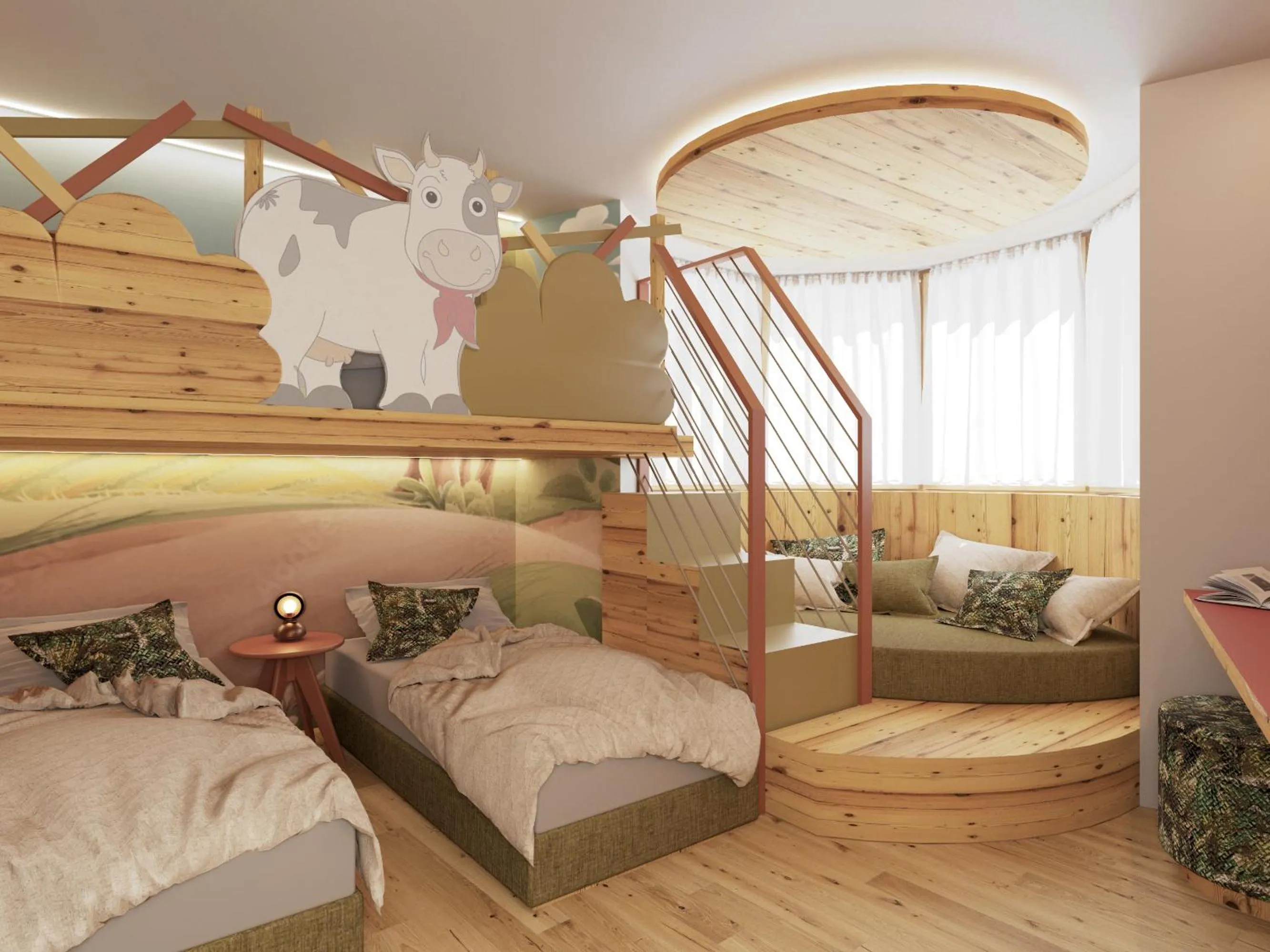 Bed in Piz Galin Grand Hotel Family & Wellness